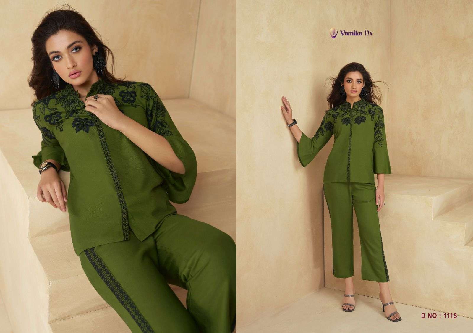 vamika nx launch saara fancy cord set beautiful designs tunic with pant catalog
