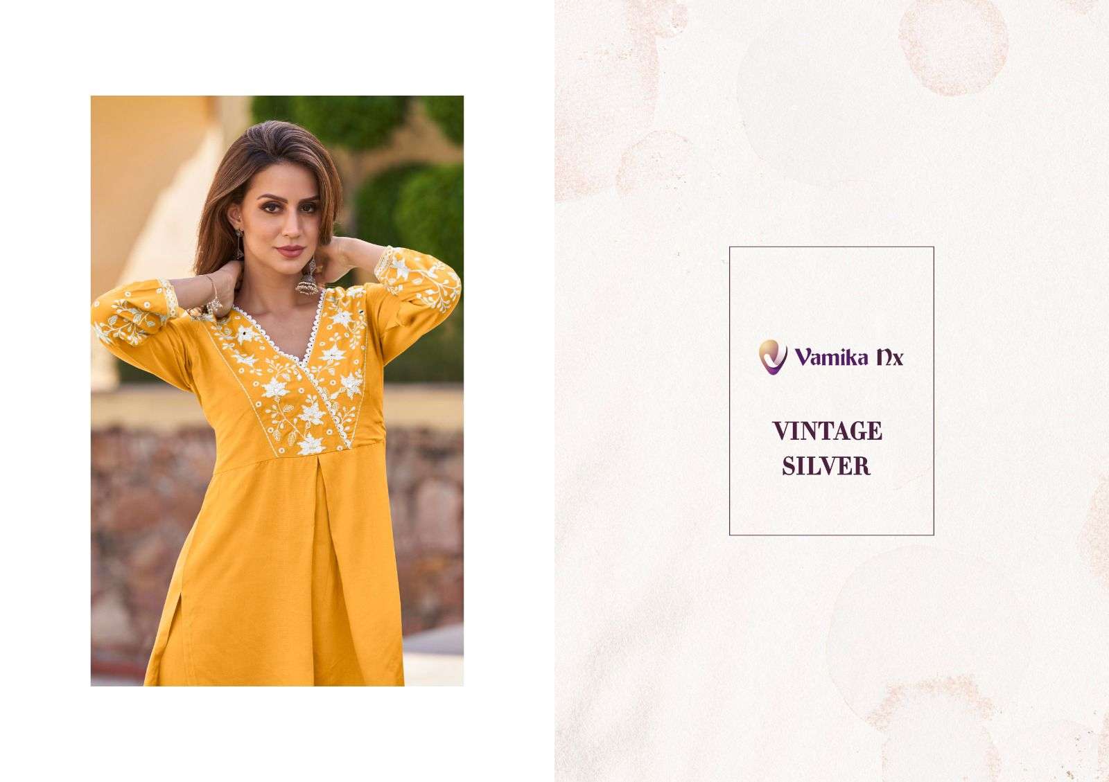 vamika nx vintage silver fancy cord set amazing white thread tunic and pant