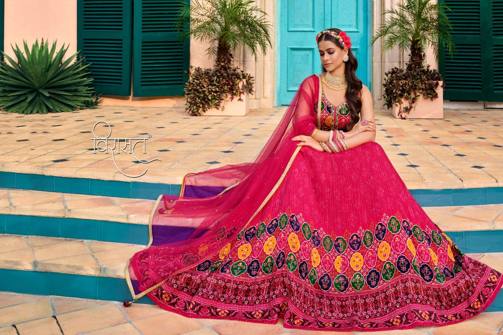 virasat present saanvi beautiful digital print with work readymade lehenga choli catalog
