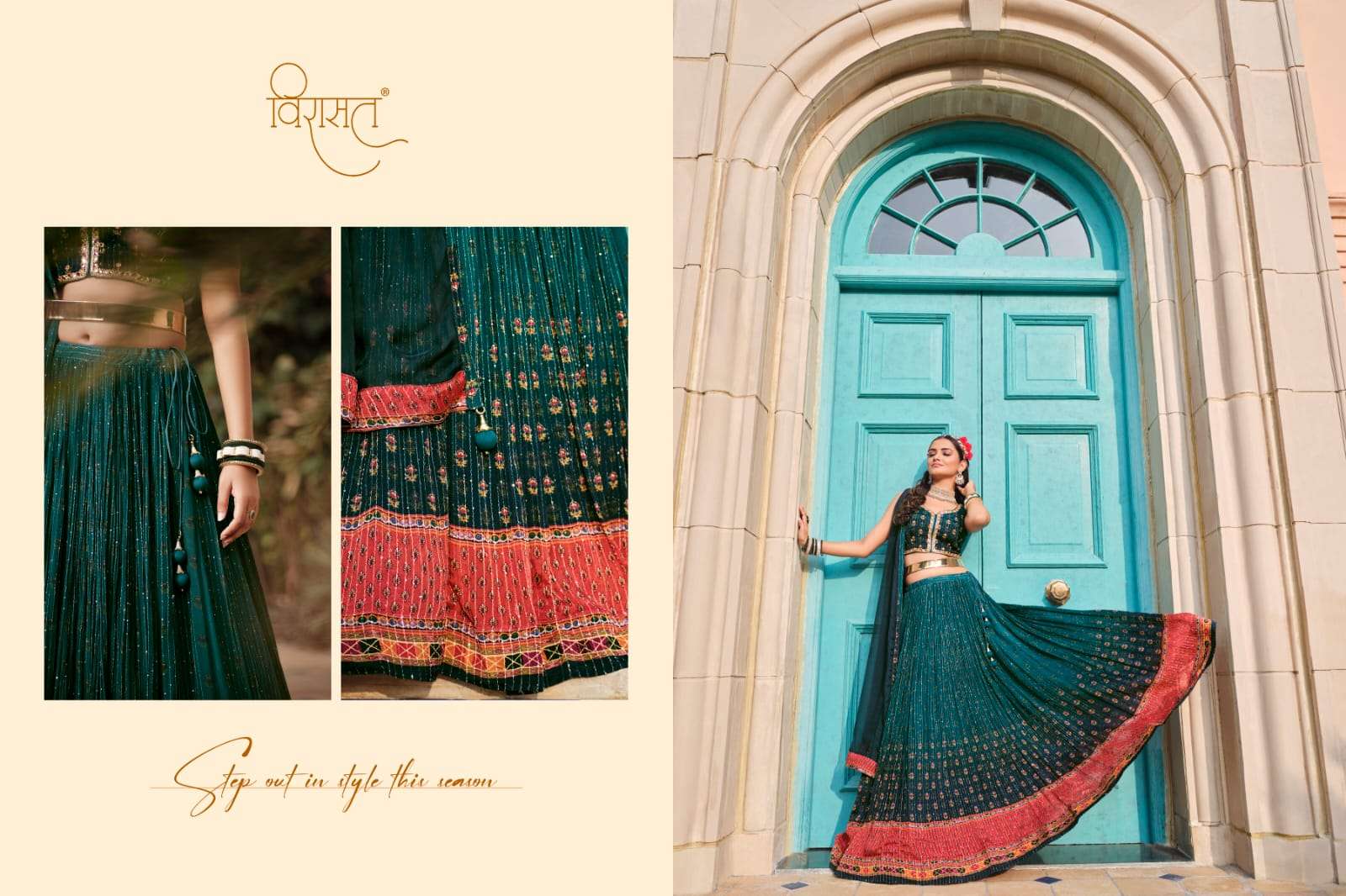 virasat present saanvi beautiful digital print with work readymade lehenga choli catalog