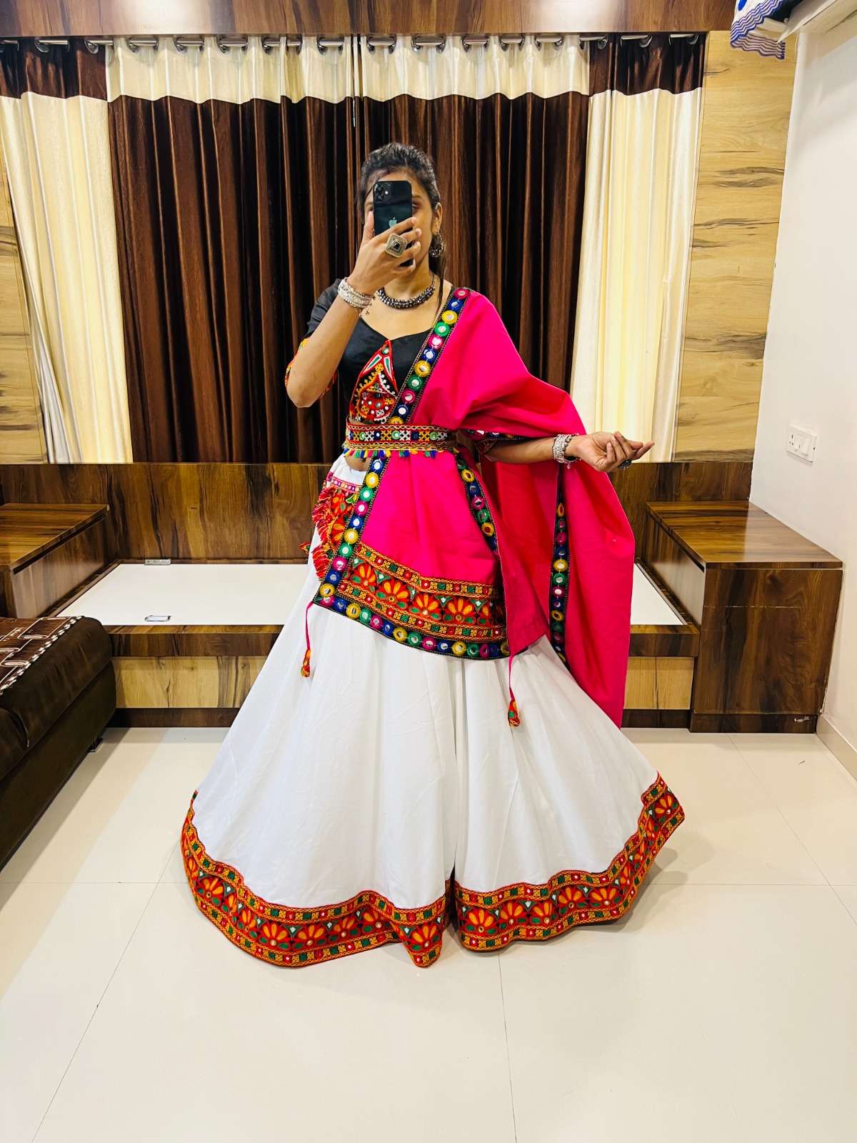 wonderful white-black color readymade single navratri chaniya choli 7050 rajwadi vol 8 by aawiya