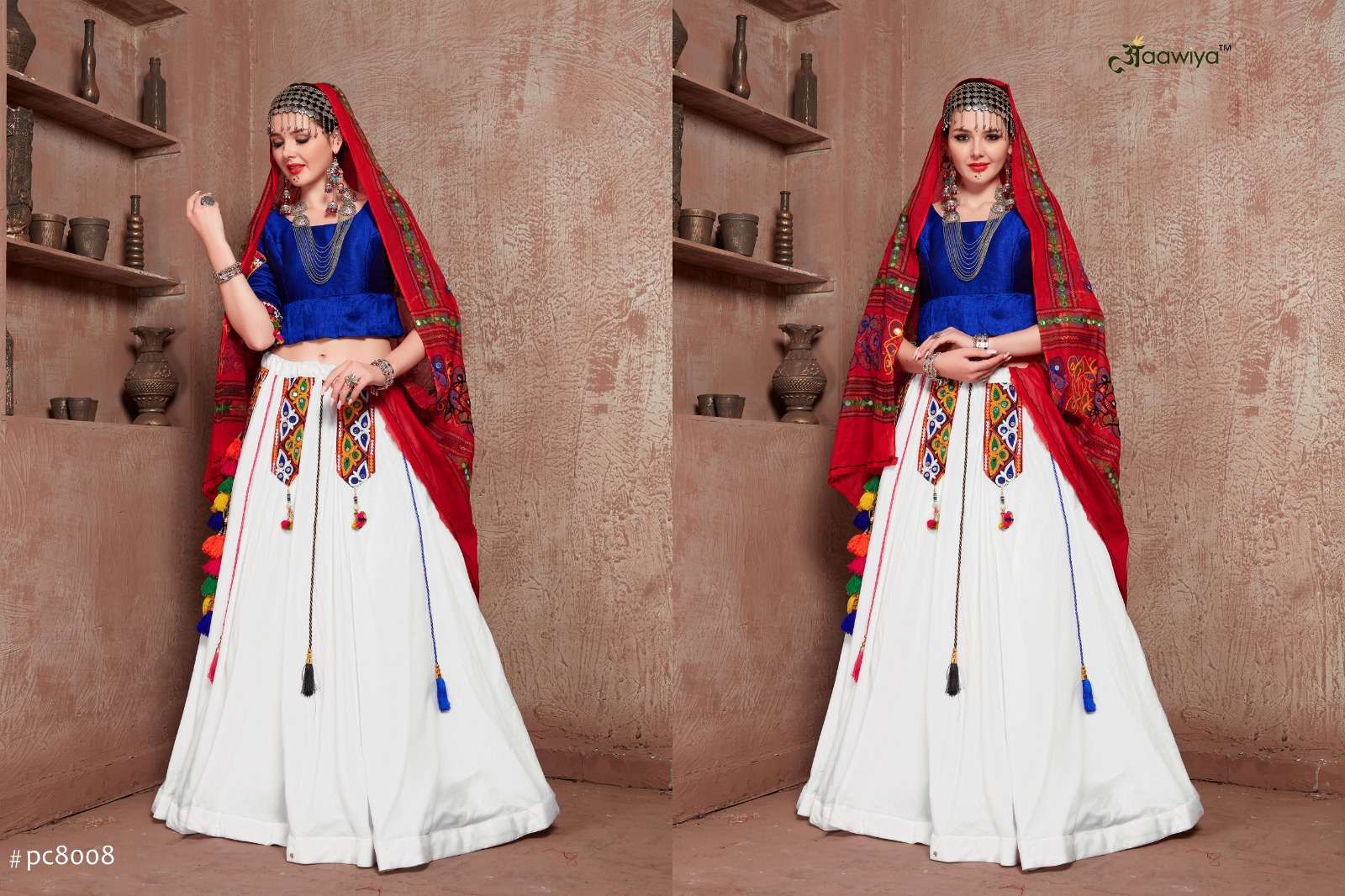 wonderful white color single designer navratri chaniya choli 8008 rajwadi 2 by aawiya