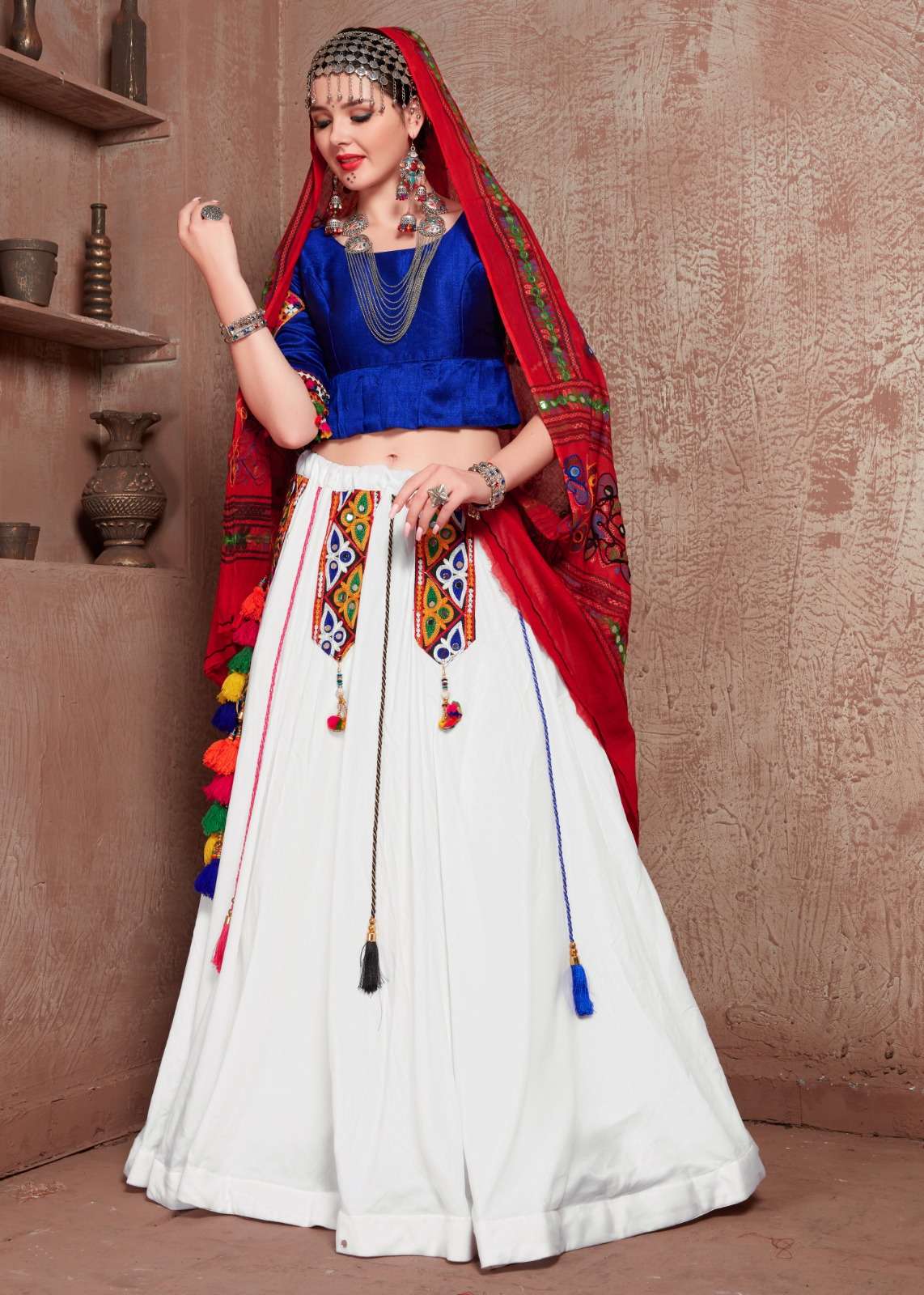 wonderful white color single designer navratri chaniya choli 8008 rajwadi 2 by aawiya