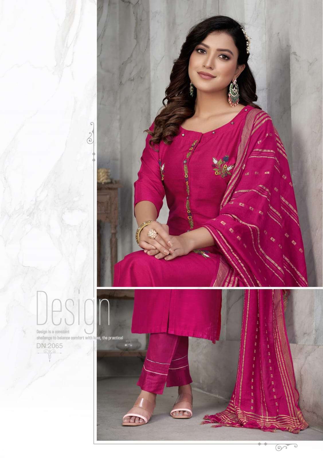 anju fab present odhani adorable fancy work kurti with pant and dupatta catalog