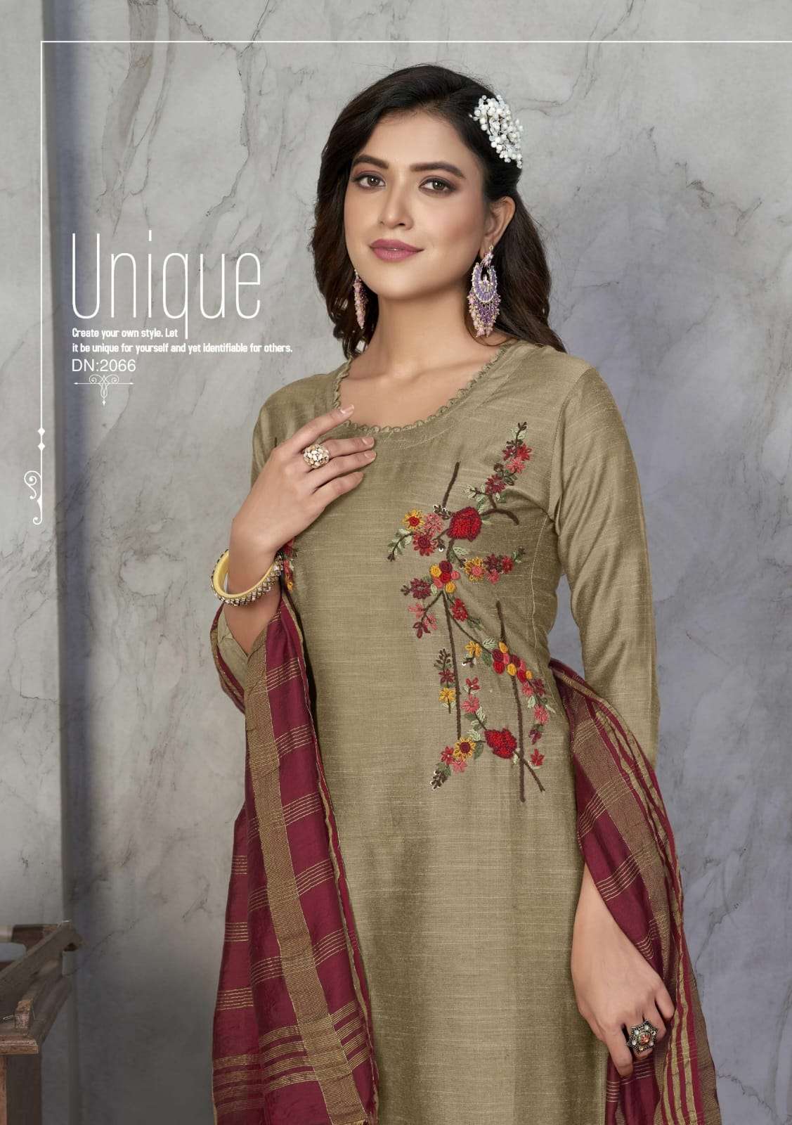 anju fab present odhani adorable fancy work kurti with pant and dupatta catalog