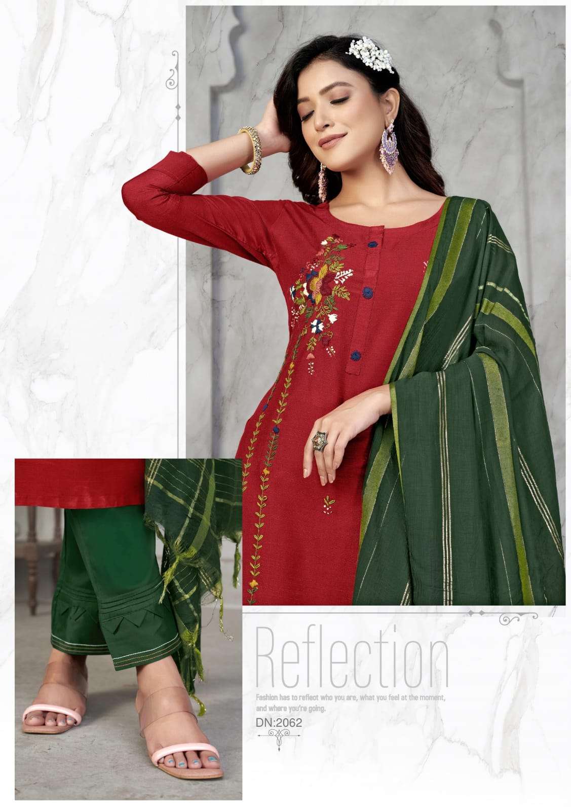 anju fab present odhani adorable fancy work kurti with pant and dupatta catalog