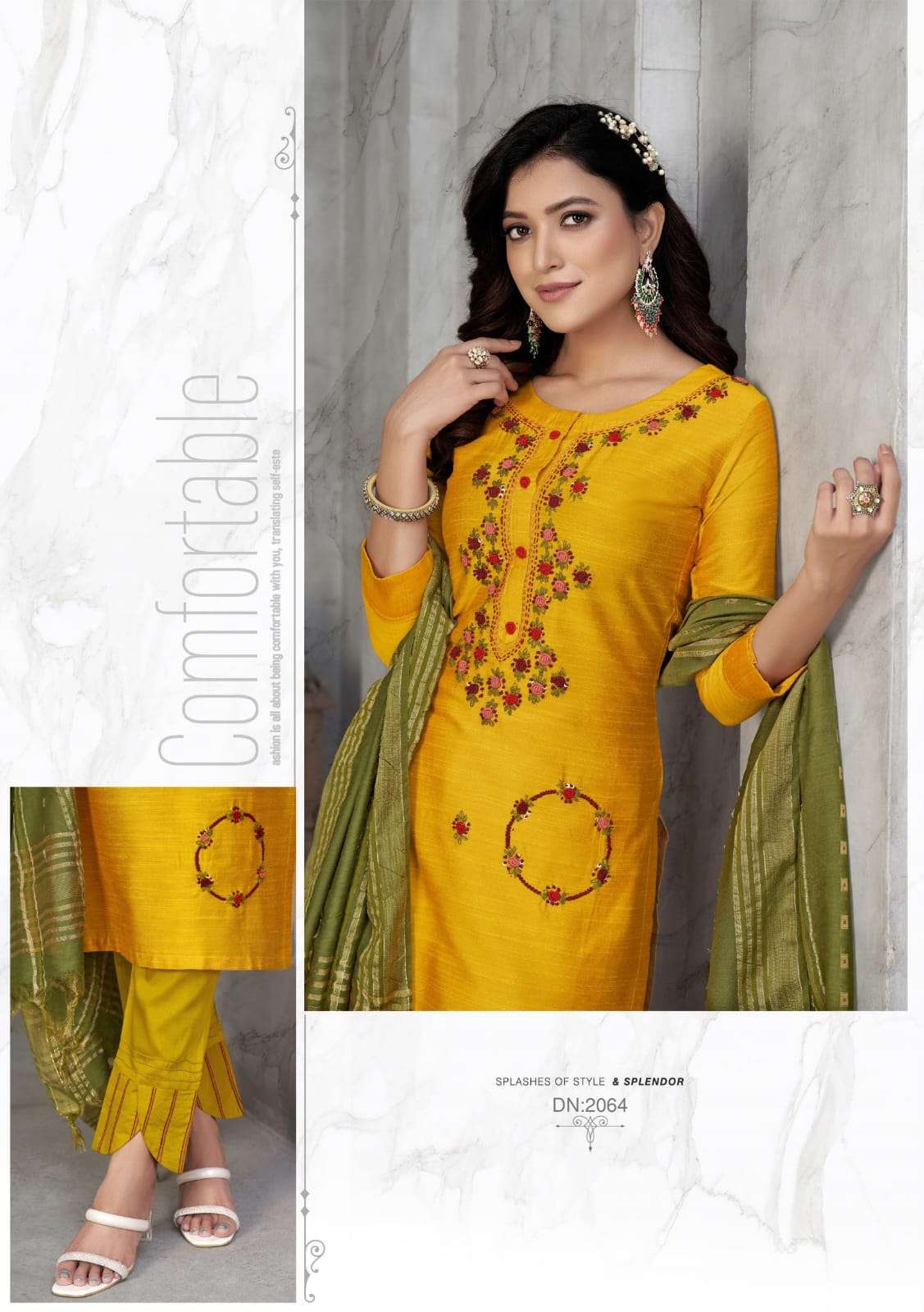 anju fab present odhani adorable fancy work kurti with pant and dupatta catalog