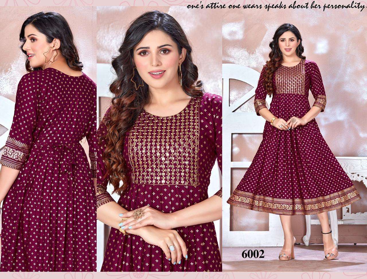 GOLDEN BE RICH 2 HEAVY RAYON PRINT WITH WORK KURTI CATALOG WHOLESALELR BEST RATE