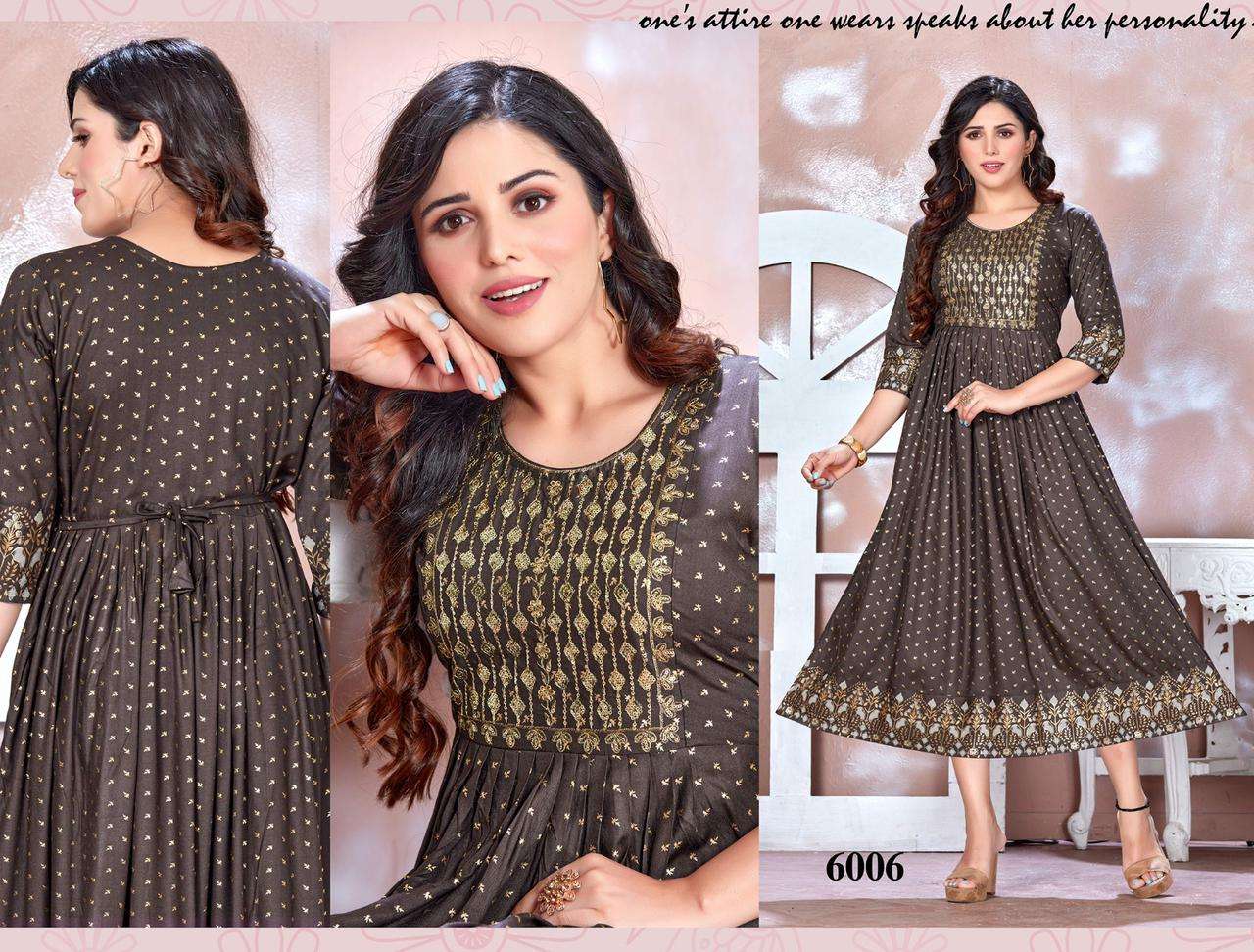 GOLDEN BE RICH 2 HEAVY RAYON PRINT WITH WORK KURTI CATALOG WHOLESALELR BEST RATE