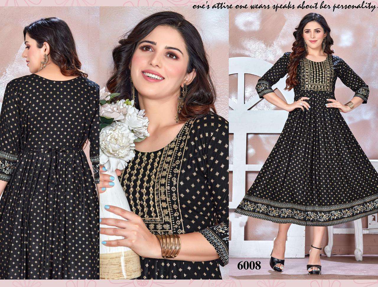 GOLDEN BE RICH 2 HEAVY RAYON PRINT WITH WORK KURTI CATALOG WHOLESALELR BEST RATE