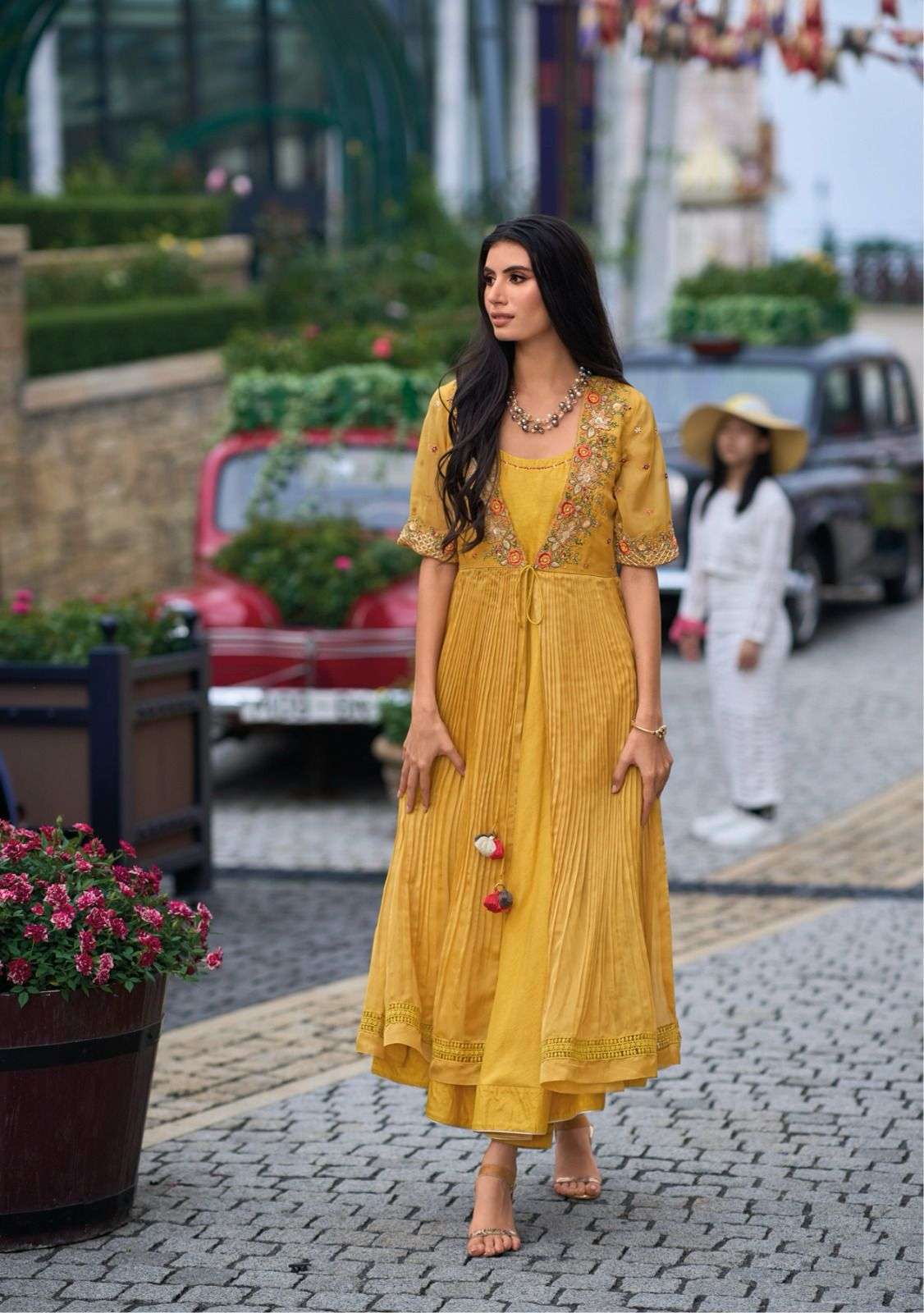 kailee fashion present floral festive wear readymade kurti with koti and pant catalog