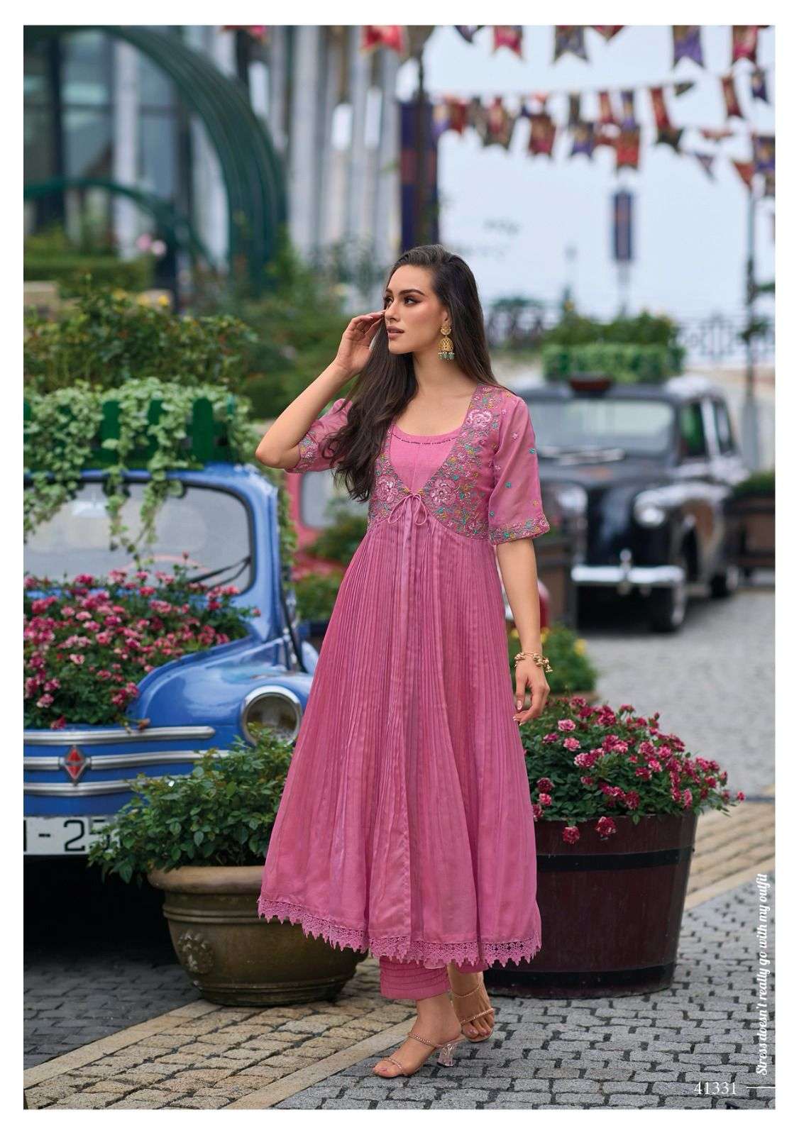 kailee fashion present floral festive wear readymade kurti with koti and pant catalog