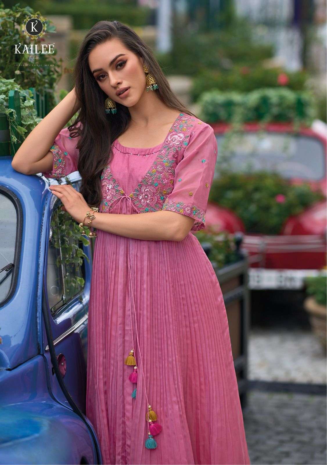 kailee fashion present floral festive wear readymade kurti with koti and pant catalog