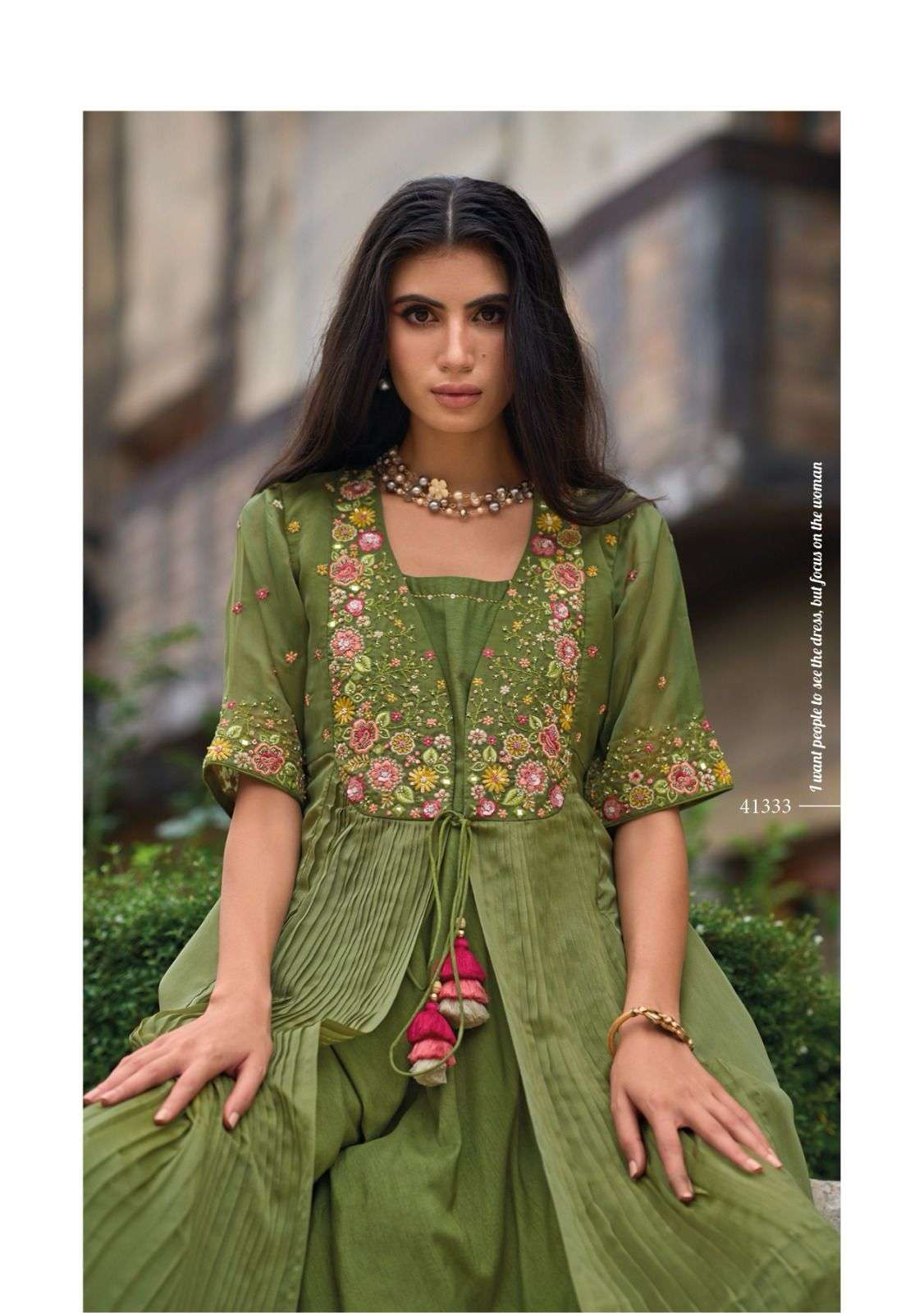 kailee fashion present floral festive wear readymade kurti with koti and pant catalog