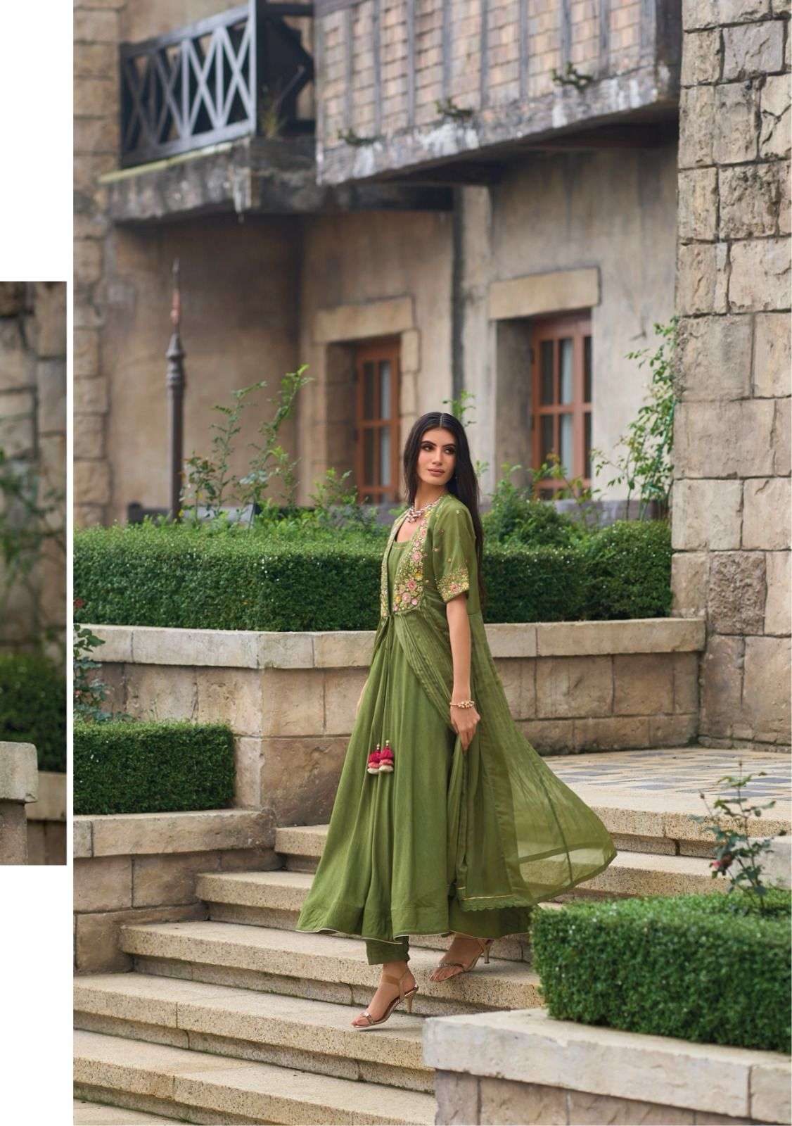 kailee fashion present floral festive wear readymade kurti with koti and pant catalog