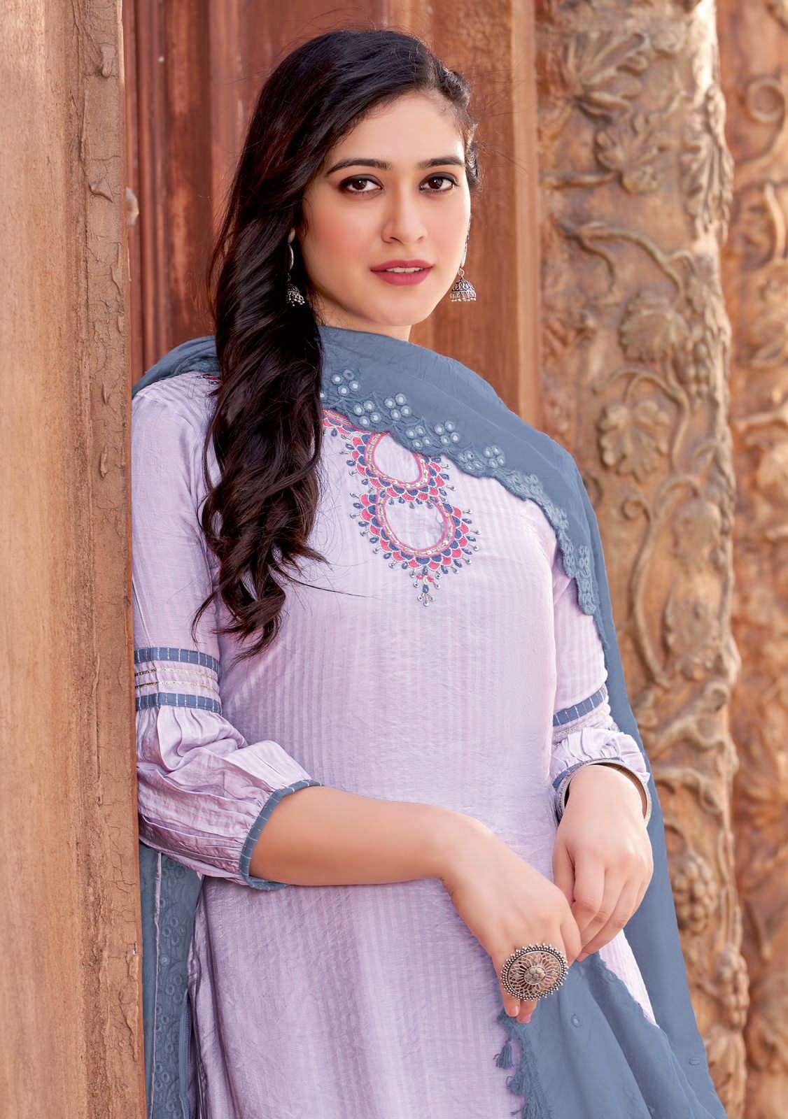 kohinoor vol 3 by mittoo fancy handwork straight kurti with pant and chanderi dupatta catalog