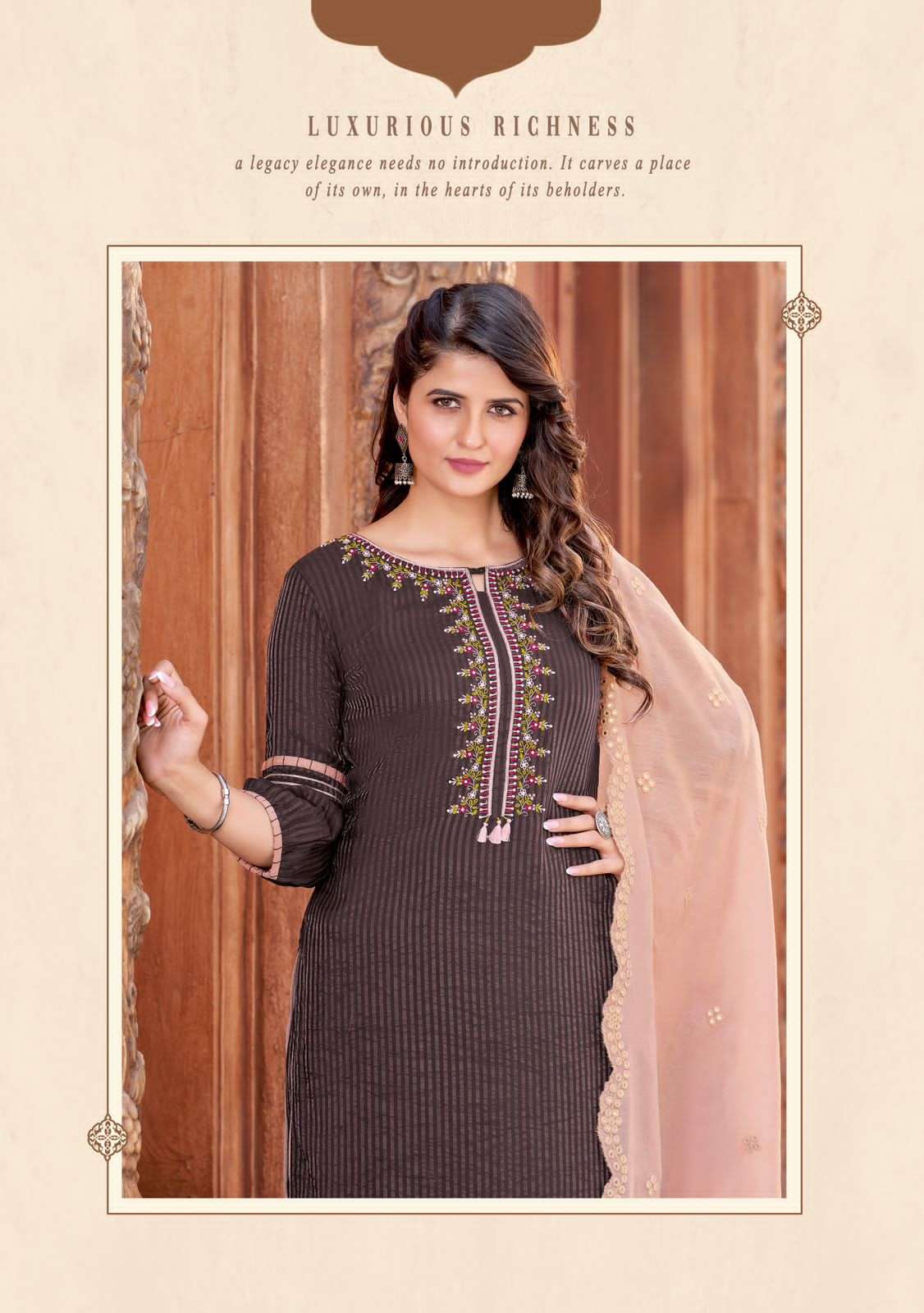 kohinoor vol 3 by mittoo fancy handwork straight kurti with pant and chanderi dupatta catalog