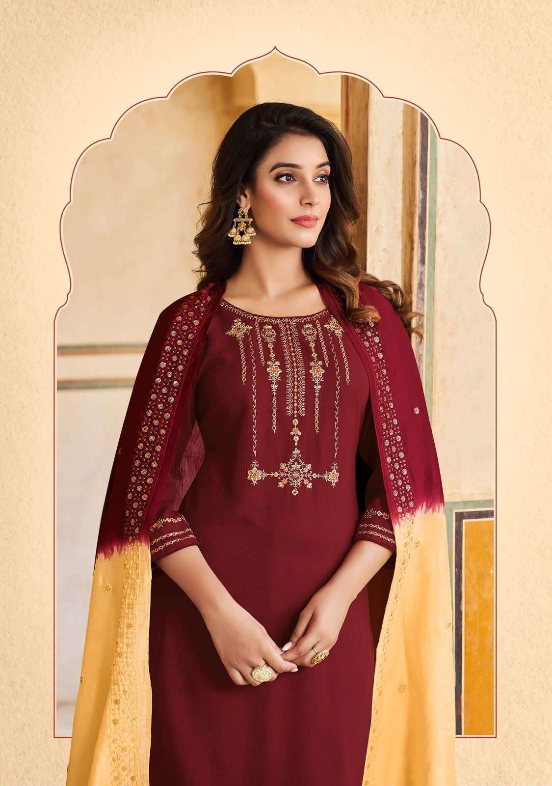 ladies flavour present aadhya fancy amazing work fullstitch kurti with pant and chanderi dupatta catalog