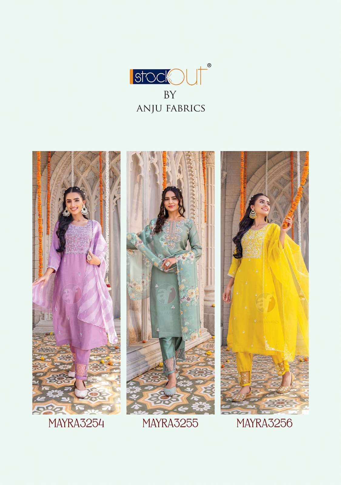 mayra vol 3 by anju fab fancy handwork readymade 3 peice salwar kameez catalog
