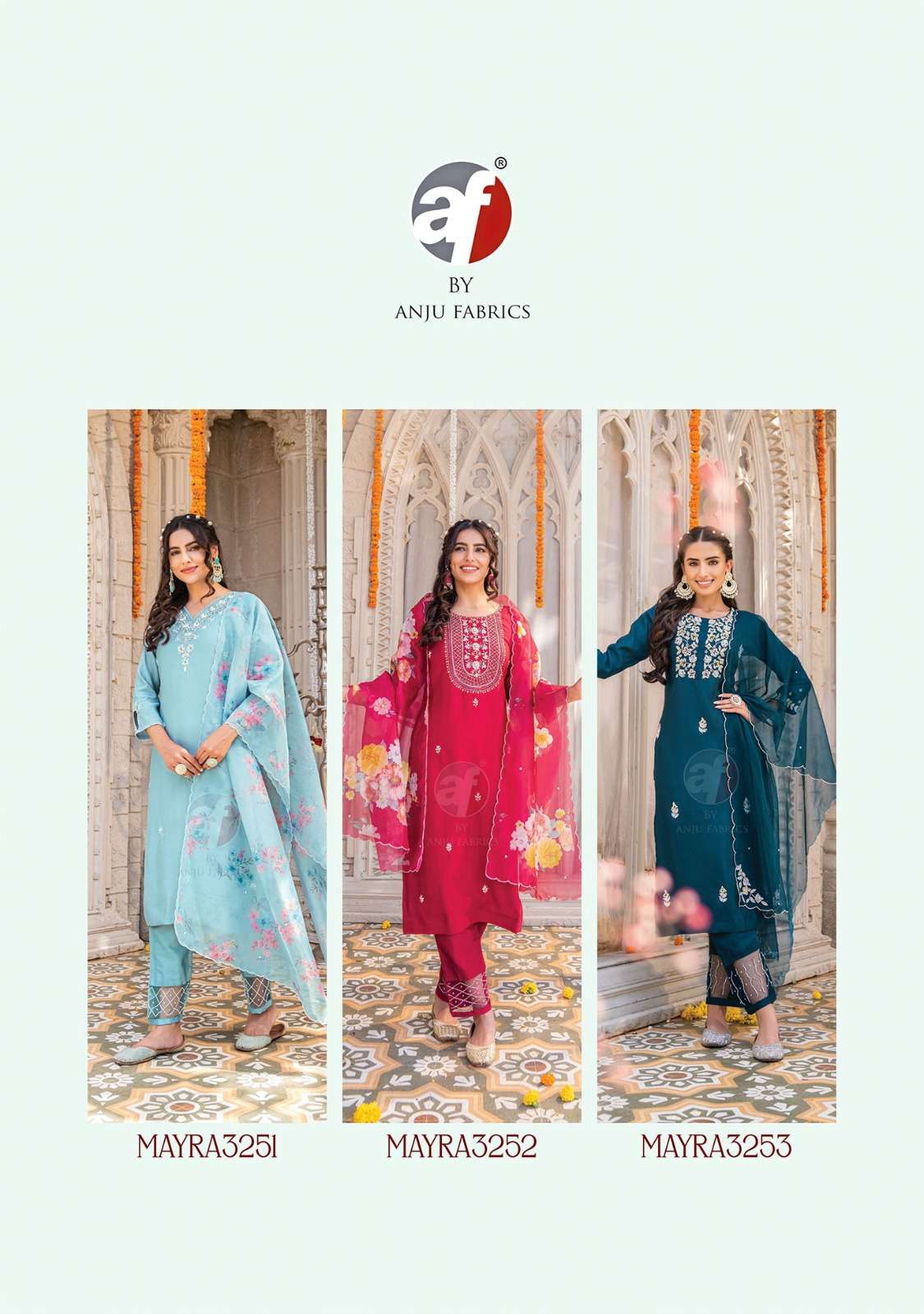 mayra vol 3 by anju fab fancy handwork readymade 3 peice salwar kameez catalog