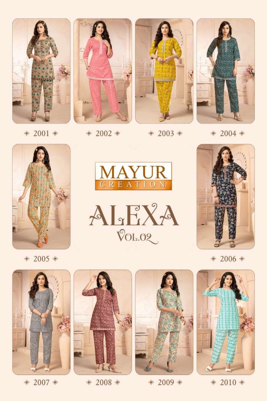 mayur creation present alexa vol 2 readymade cord set cotton kurti pant