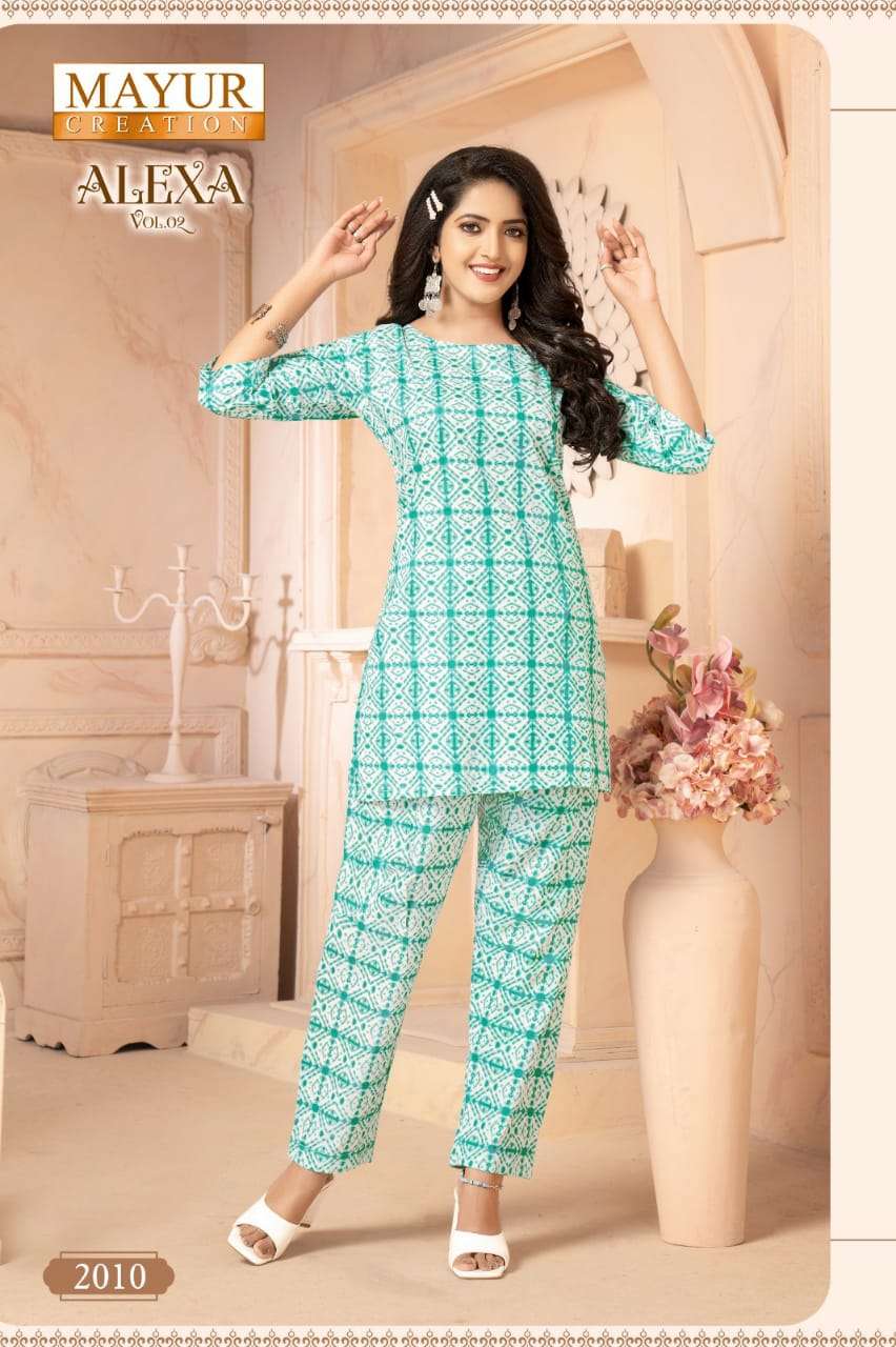 mayur creation present alexa vol 2 readymade cord set cotton kurti pant