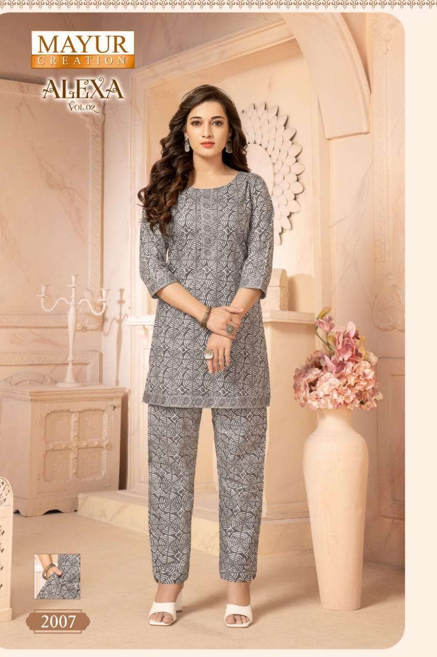 mayur creation present alexa vol 2 readymade cord set cotton kurti pant
