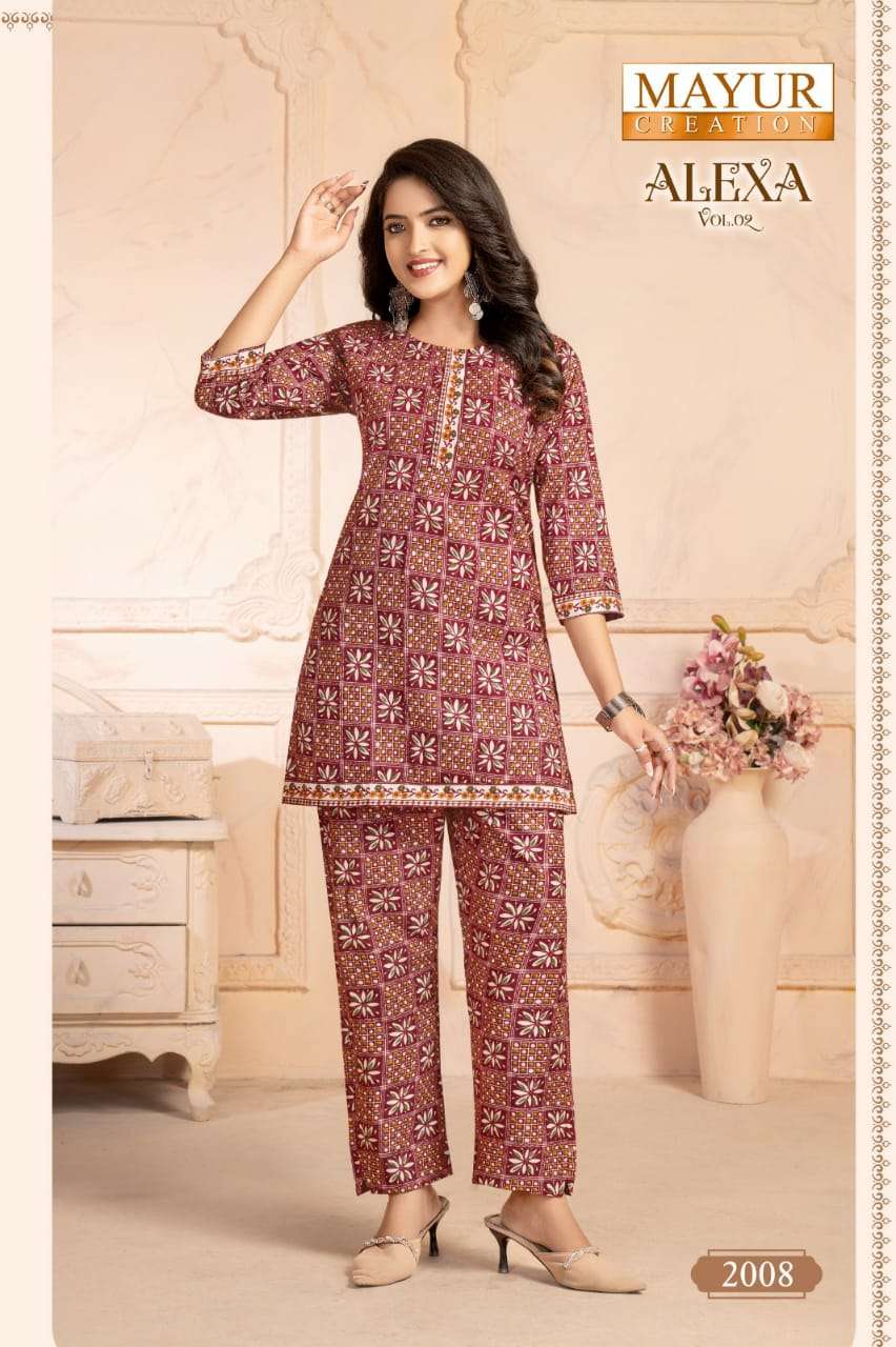 mayur creation present alexa vol 2 readymade cord set cotton kurti pant
