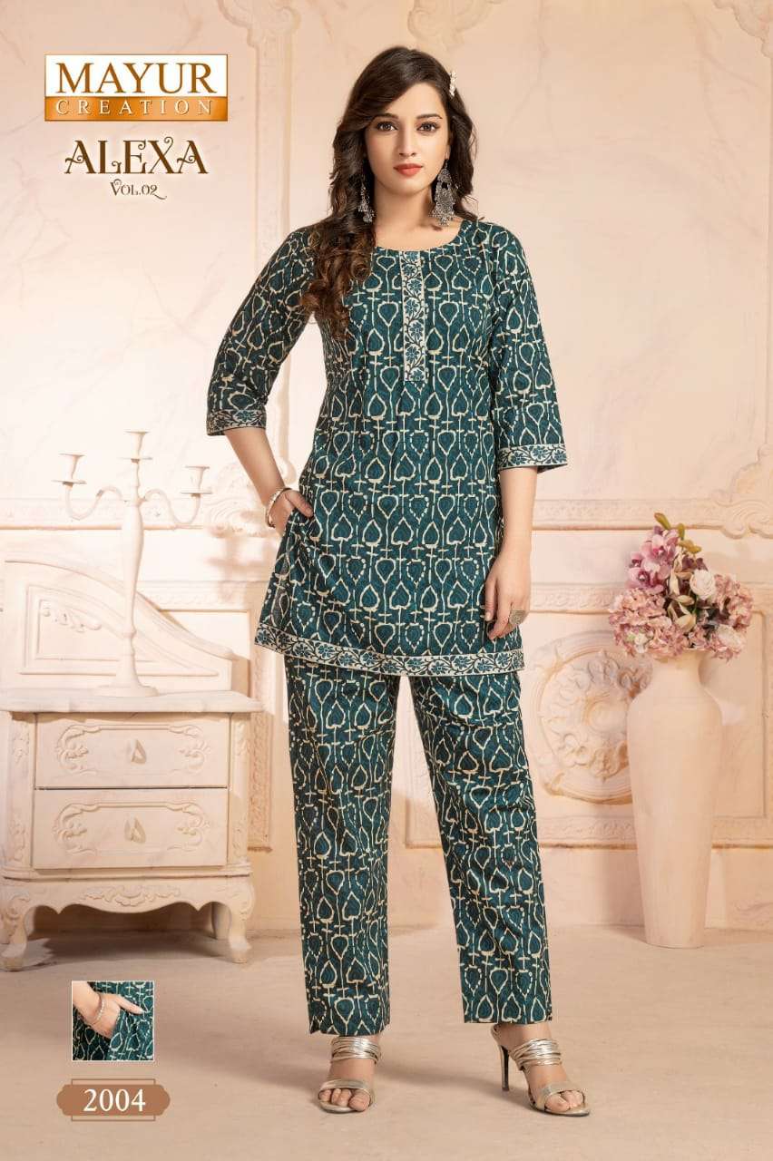 mayur creation present alexa vol 2 readymade cord set cotton kurti pant