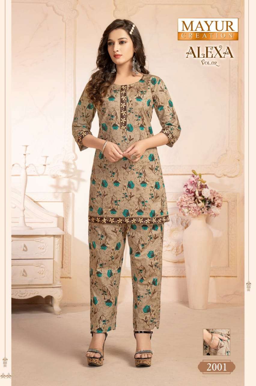 mayur creation present alexa vol 2 readymade cord set cotton kurti pant