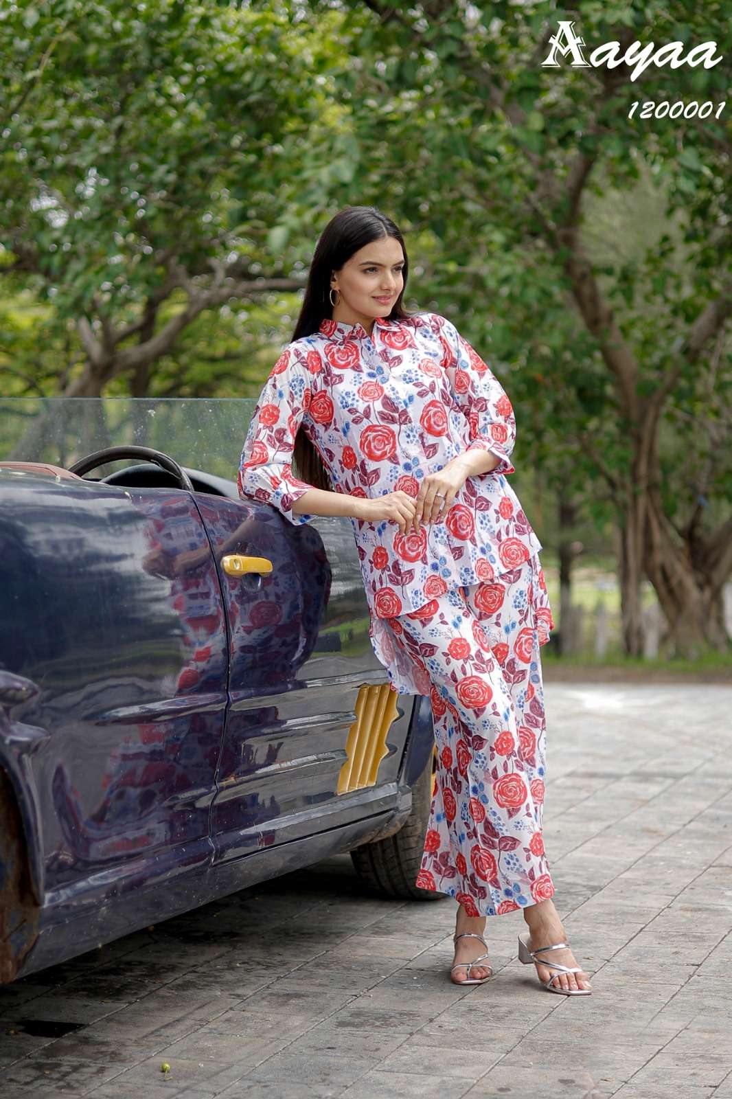 pr aayaa vol 12 floral digital print cord set fancy kurti with pant