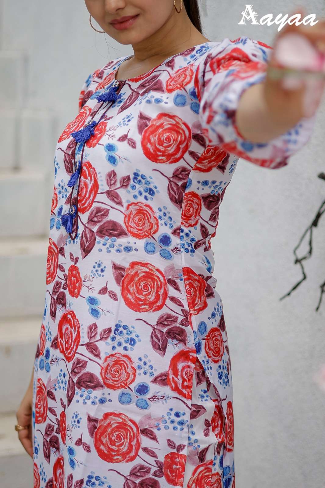 pr aayaa vol 12 floral digital print cord set fancy kurti with pant