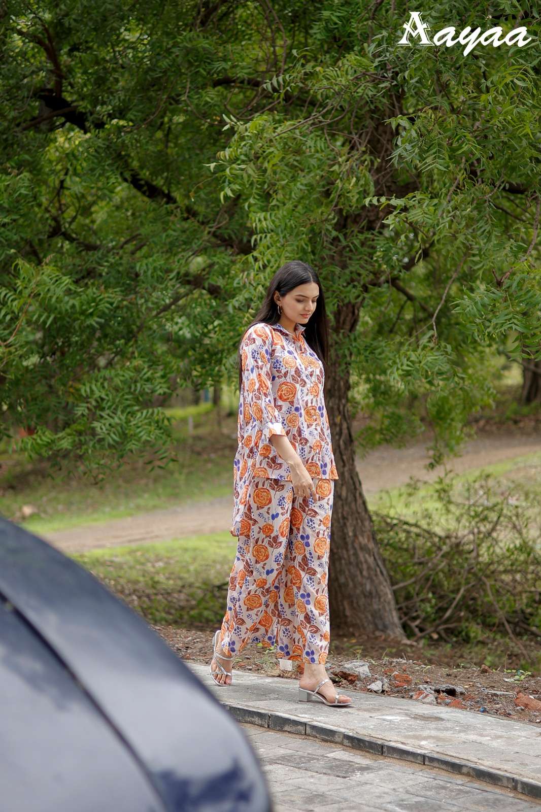 pr aayaa vol 12 floral digital print cord set fancy kurti with pant