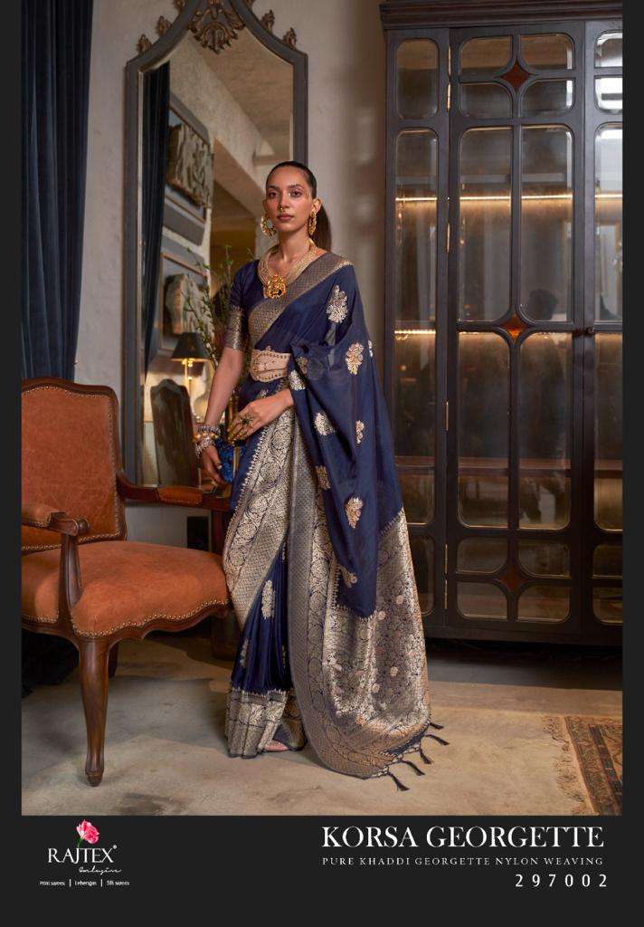 rajtex korsa georgette 297001-297006 pure khadi georgette nylon weaving sarees