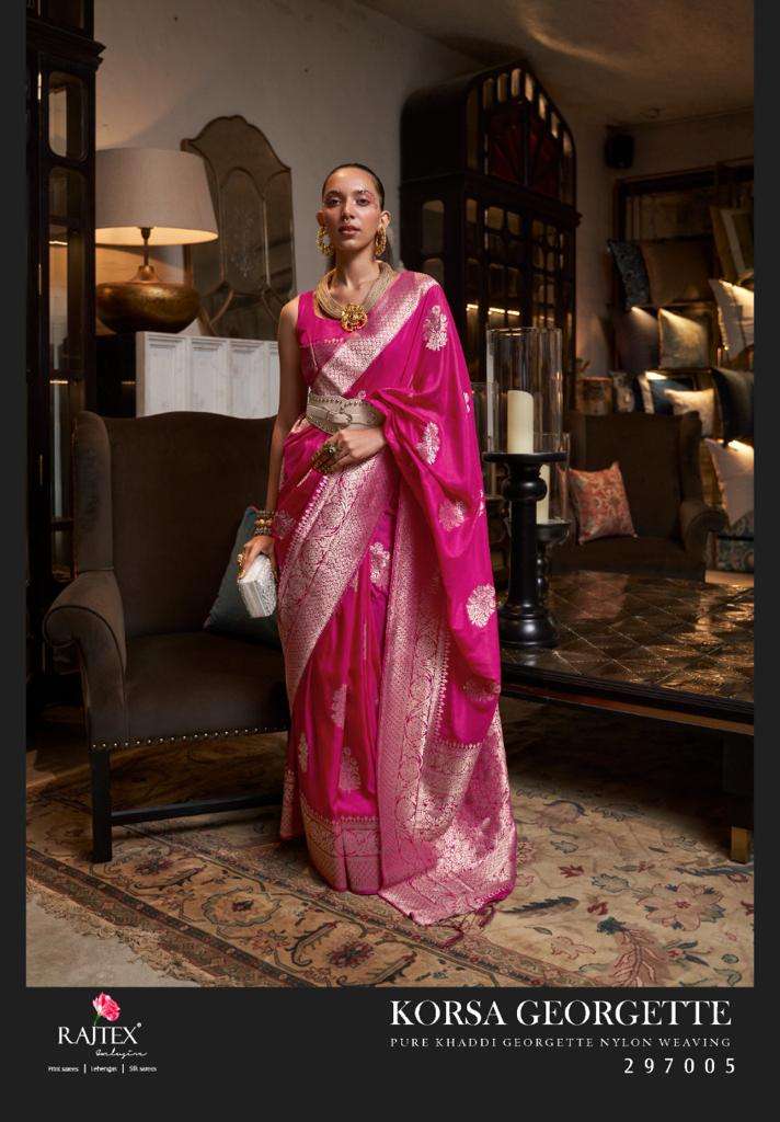 rajtex korsa georgette 297001-297006 pure khadi georgette nylon weaving sarees