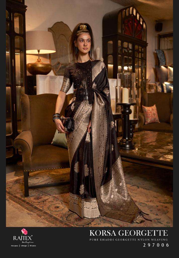 rajtex korsa georgette 297001-297006 pure khadi georgette nylon weaving sarees