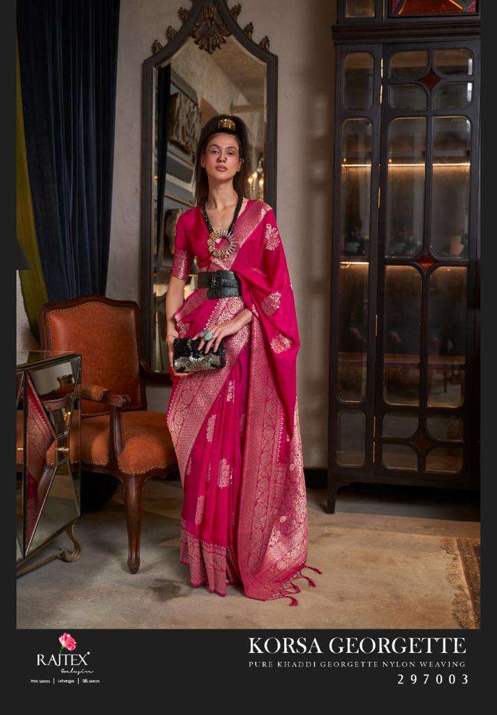 rajtex korsa georgette 297001-297006 pure khadi georgette nylon weaving sarees