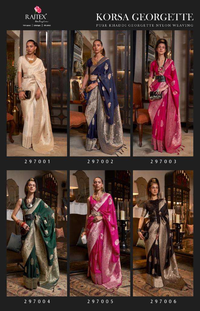rajtex korsa georgette 297001-297006 pure khadi georgette nylon weaving sarees