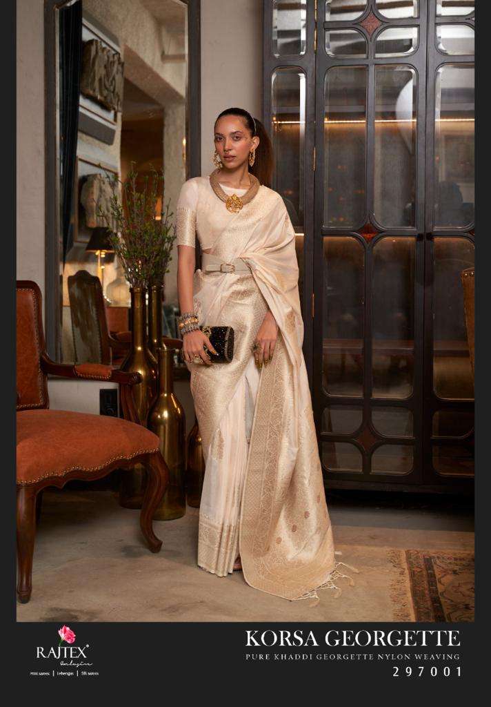 rajtex korsa georgette 297001-297006 pure khadi georgette nylon weaving sarees