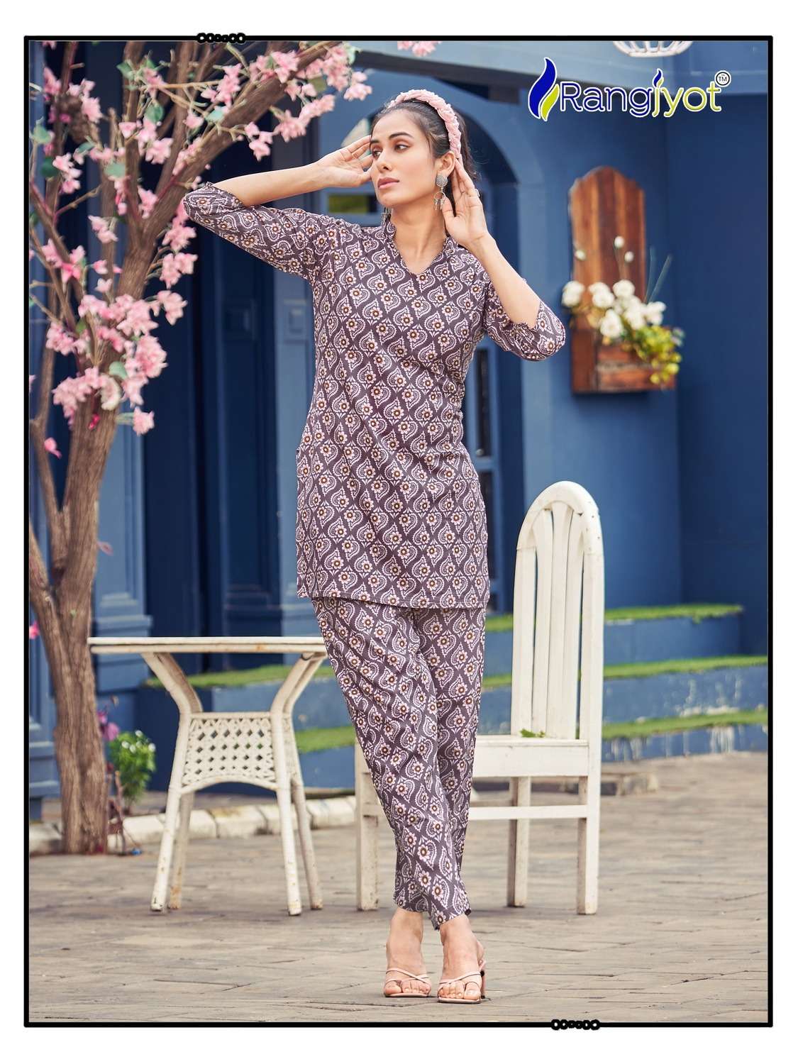rangjyot present cotton naya fancy cord set adorable short top with pant