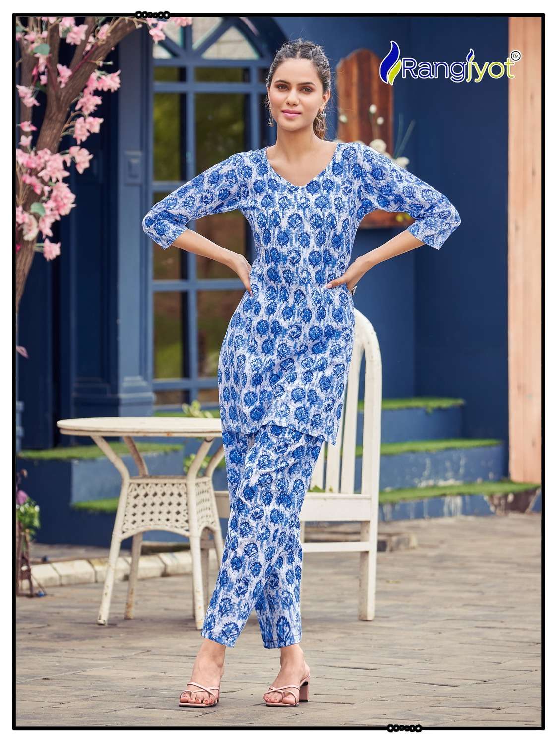 rangjyot present cotton naya fancy cord set adorable short top with pant