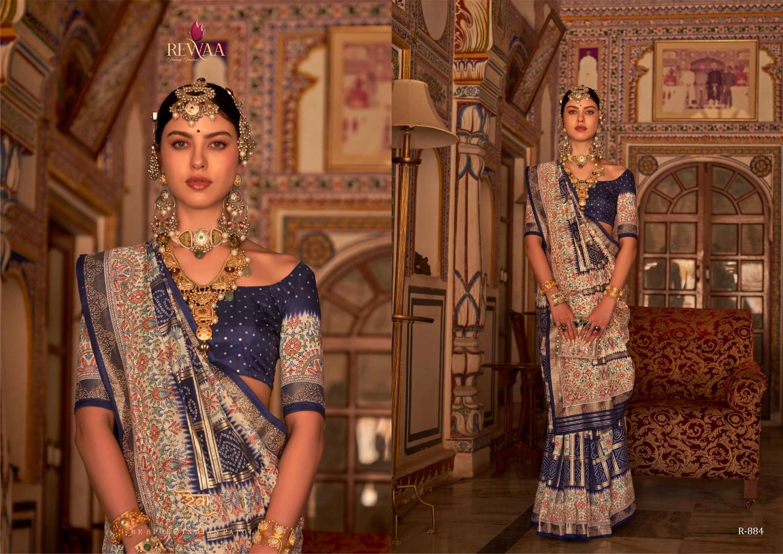 rewaa present parampara 876-884 series wedding wear single design matching colors silk sarees