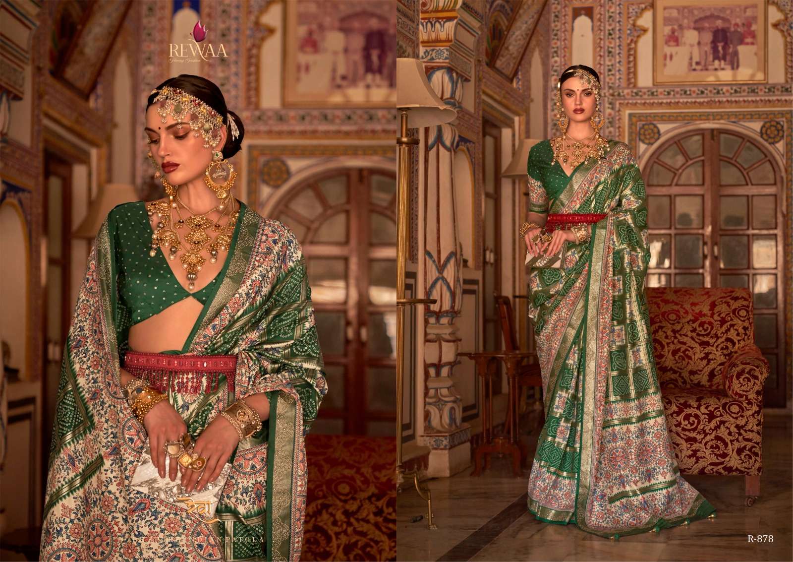 rewaa present parampara 876-884 series wedding wear single design matching colors silk sarees