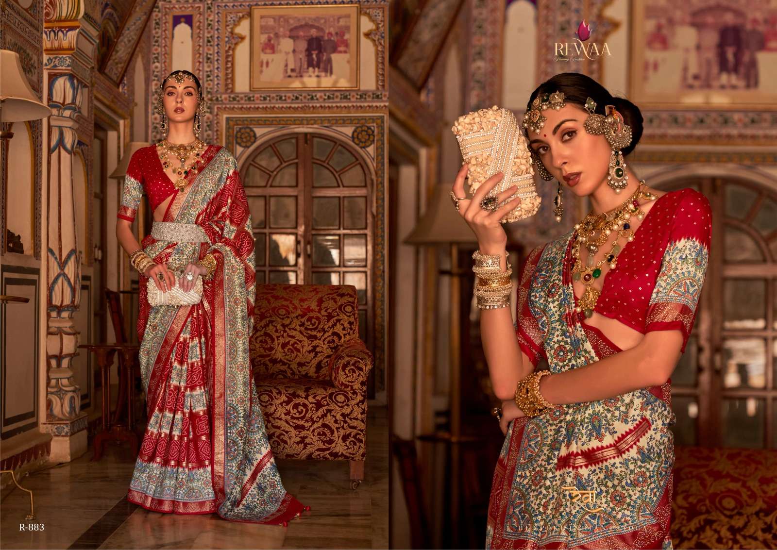 rewaa present parampara 876-884 series wedding wear single design matching colors silk sarees