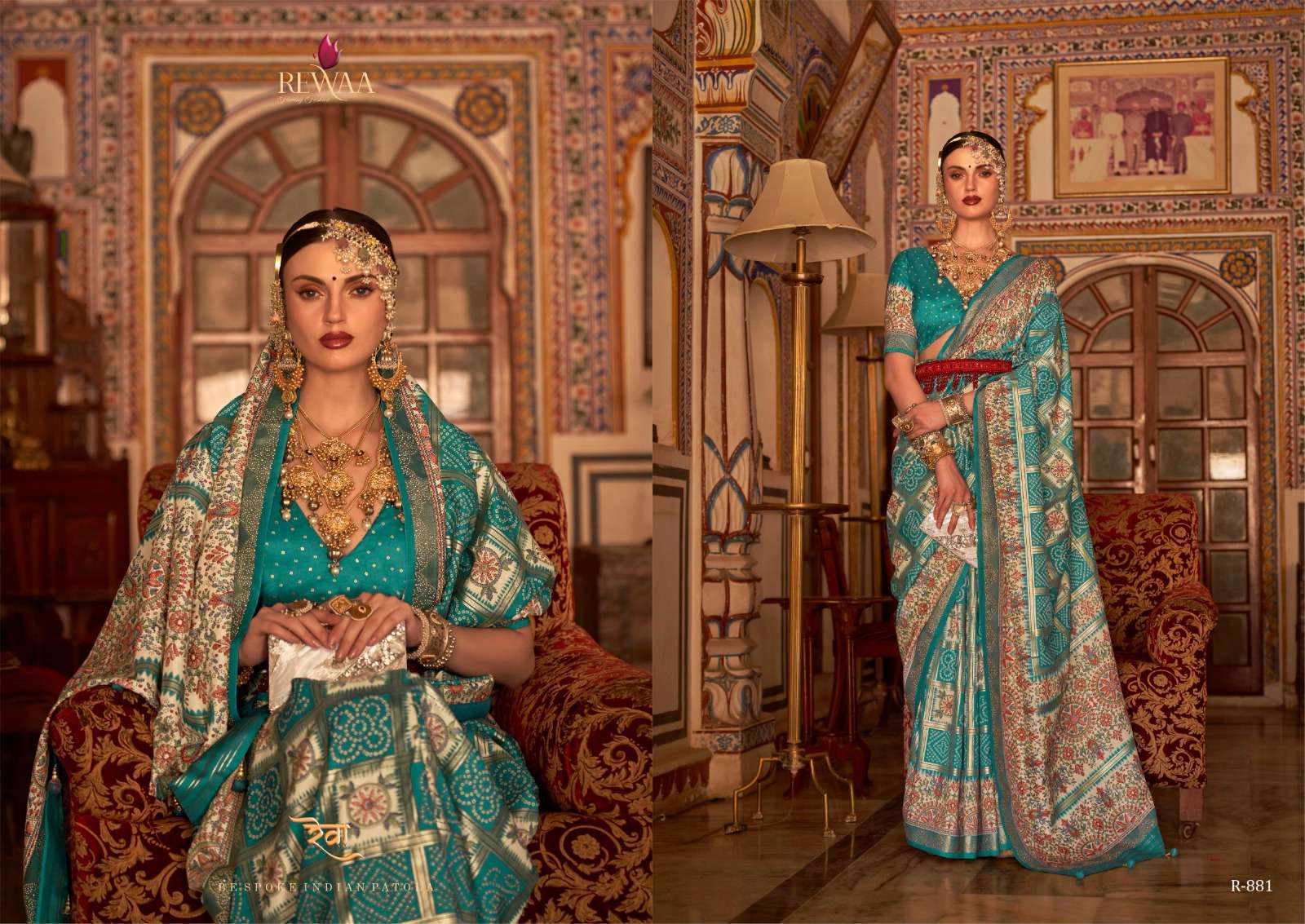 rewaa present parampara 876-884 series wedding wear single design matching colors silk sarees