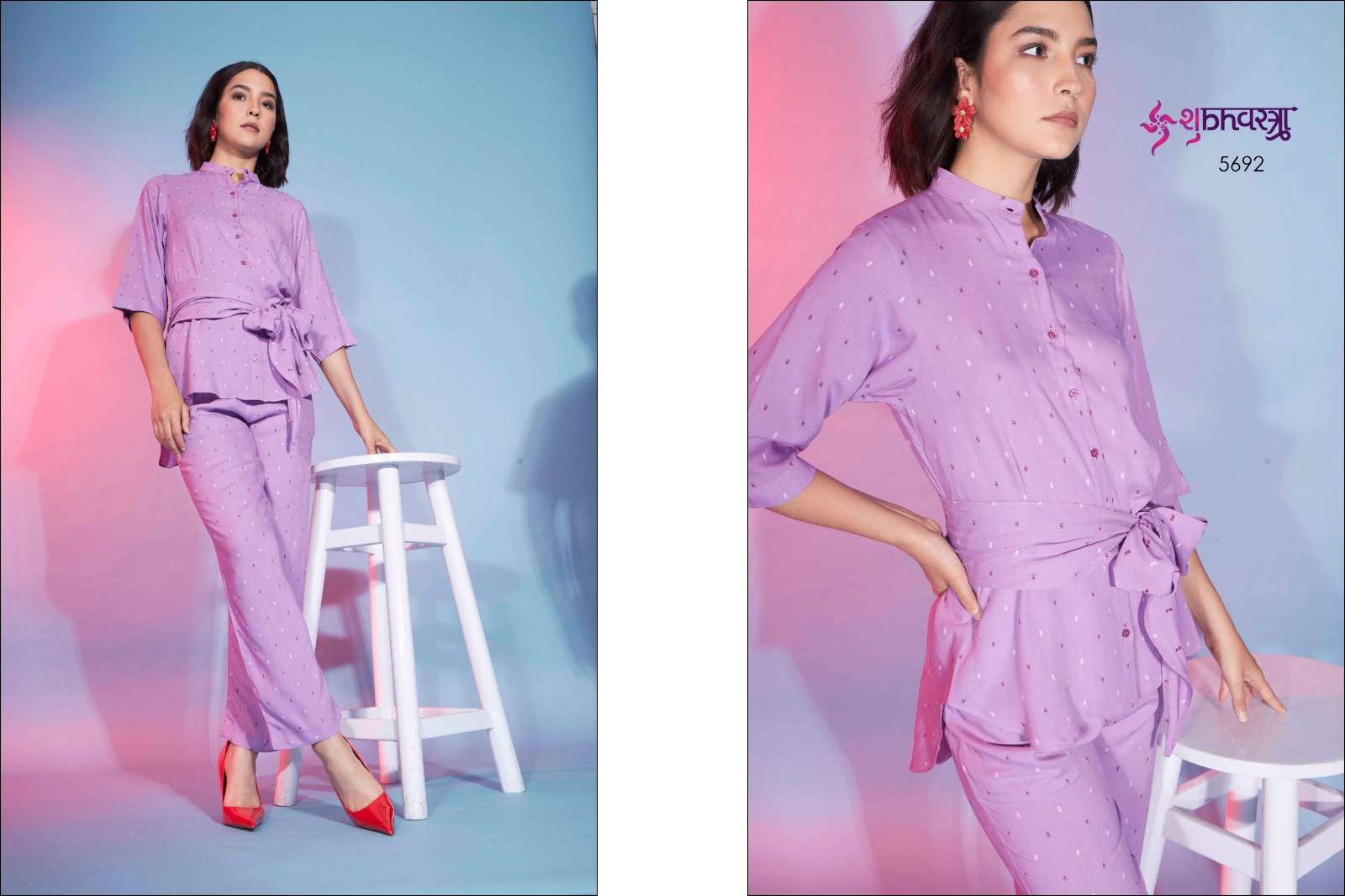 shubh vastra femella vol 9 fancy cord set amaizng shrug style tunic with pant catalog