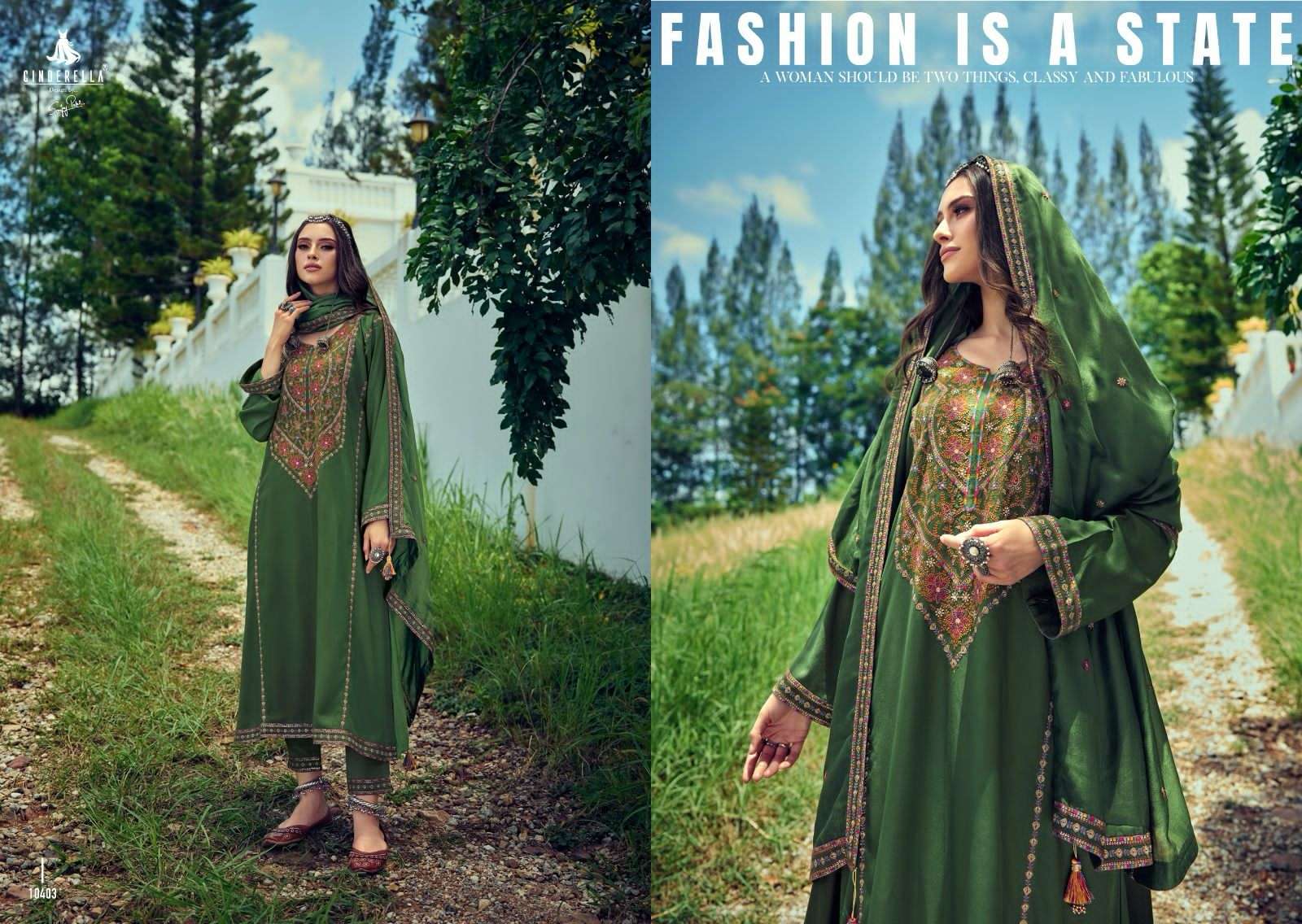 cinderella present the festive edit winter wear pashmina embroidery work suit material catalog