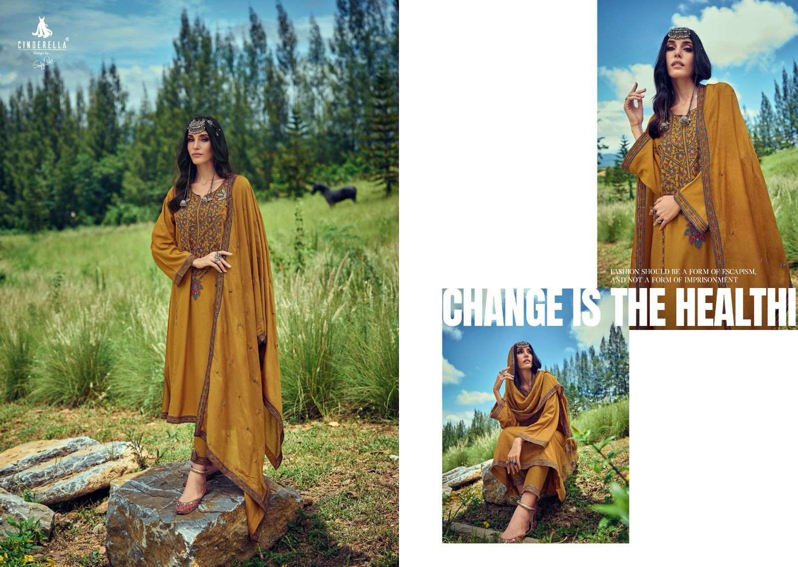 cinderella present the festive edit winter wear pashmina embroidery work suit material catalog