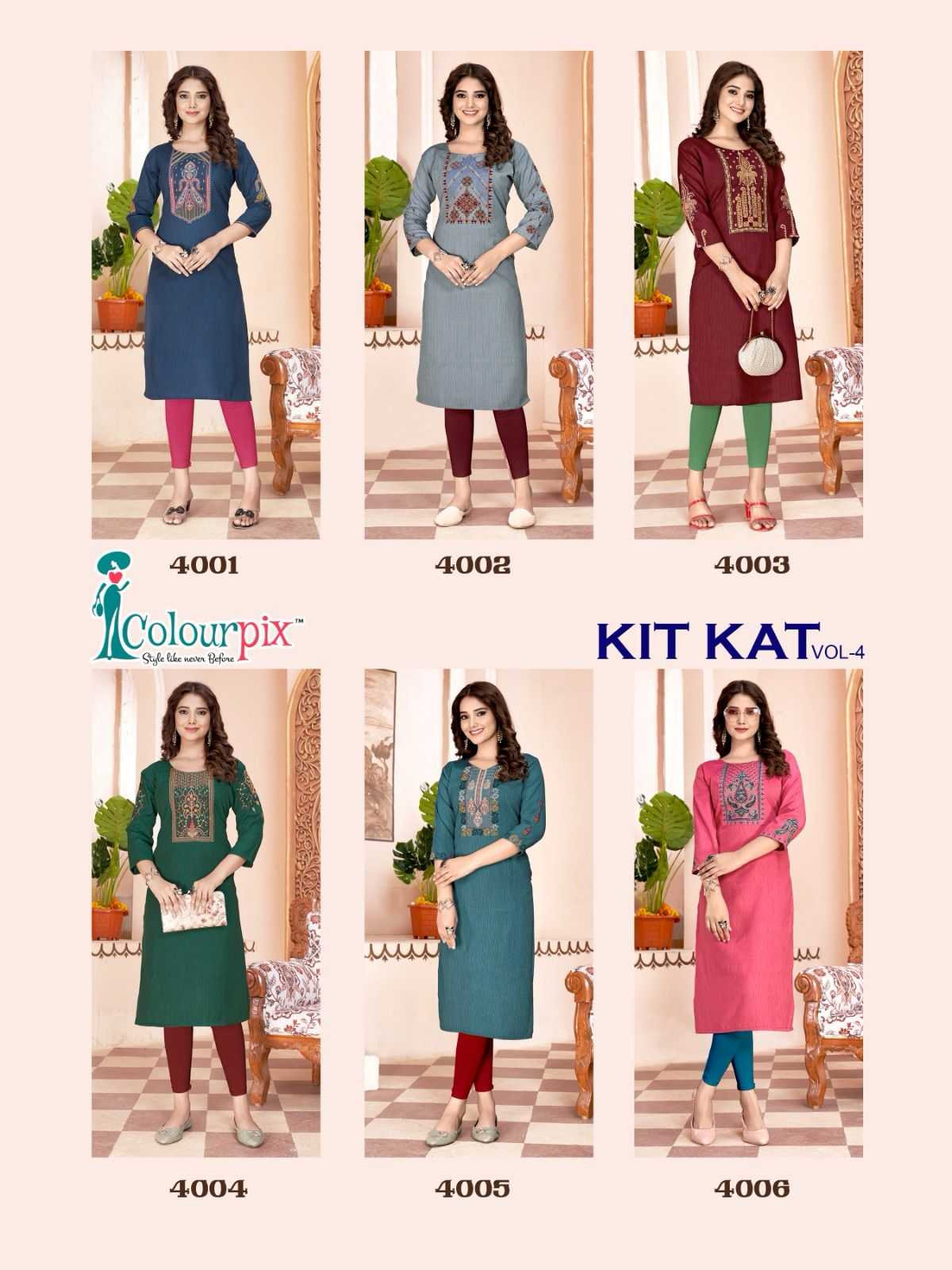 colourpix kit kat vol 4 readymade khatli work straight kurti catalog