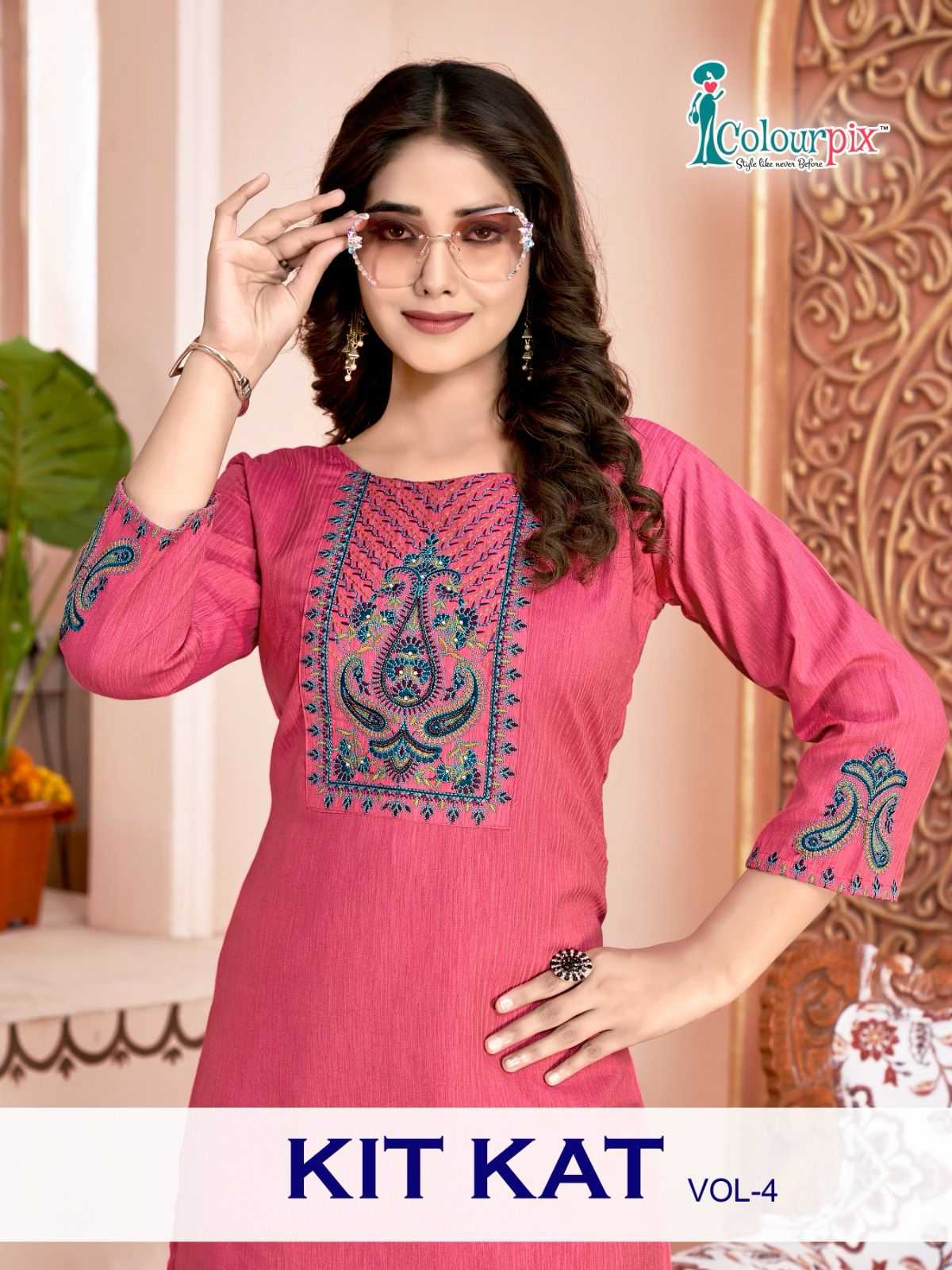 colourpix kit kat vol 4 readymade khatli work straight kurti catalog
